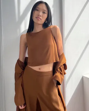 Kate Young x Splendid Silk-Modal Cropped Tank Relaxed Wearable V neck style