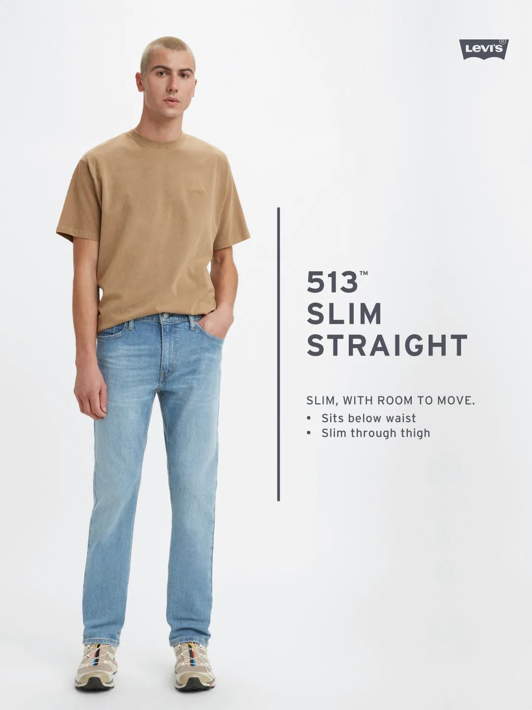 Luxury Minimalist Outfit Staple Men's 513 Blue Slim Straight Fit Mid Rise Jeans