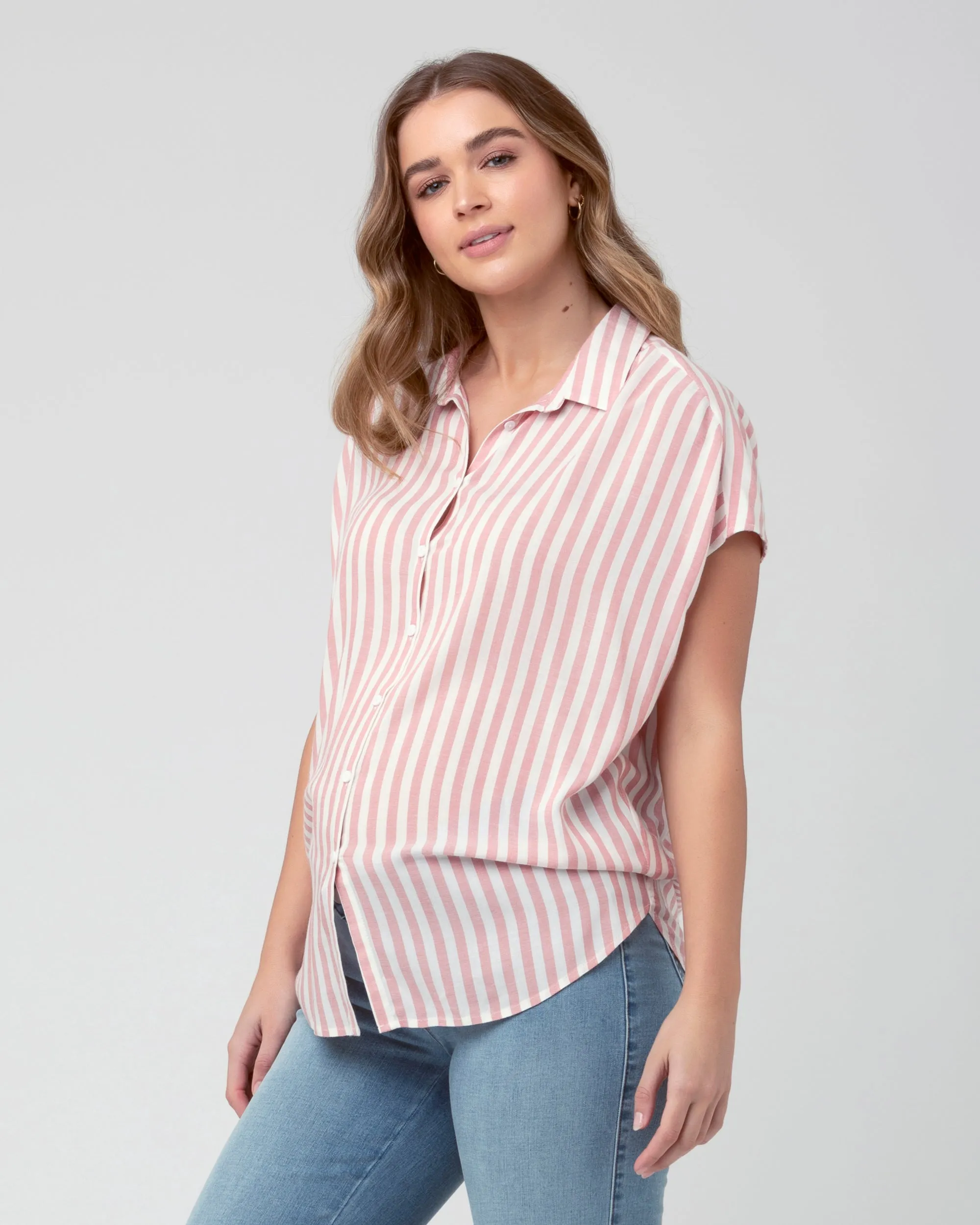 Elastic hem Ada Relaxed Shirt Terracotta / White