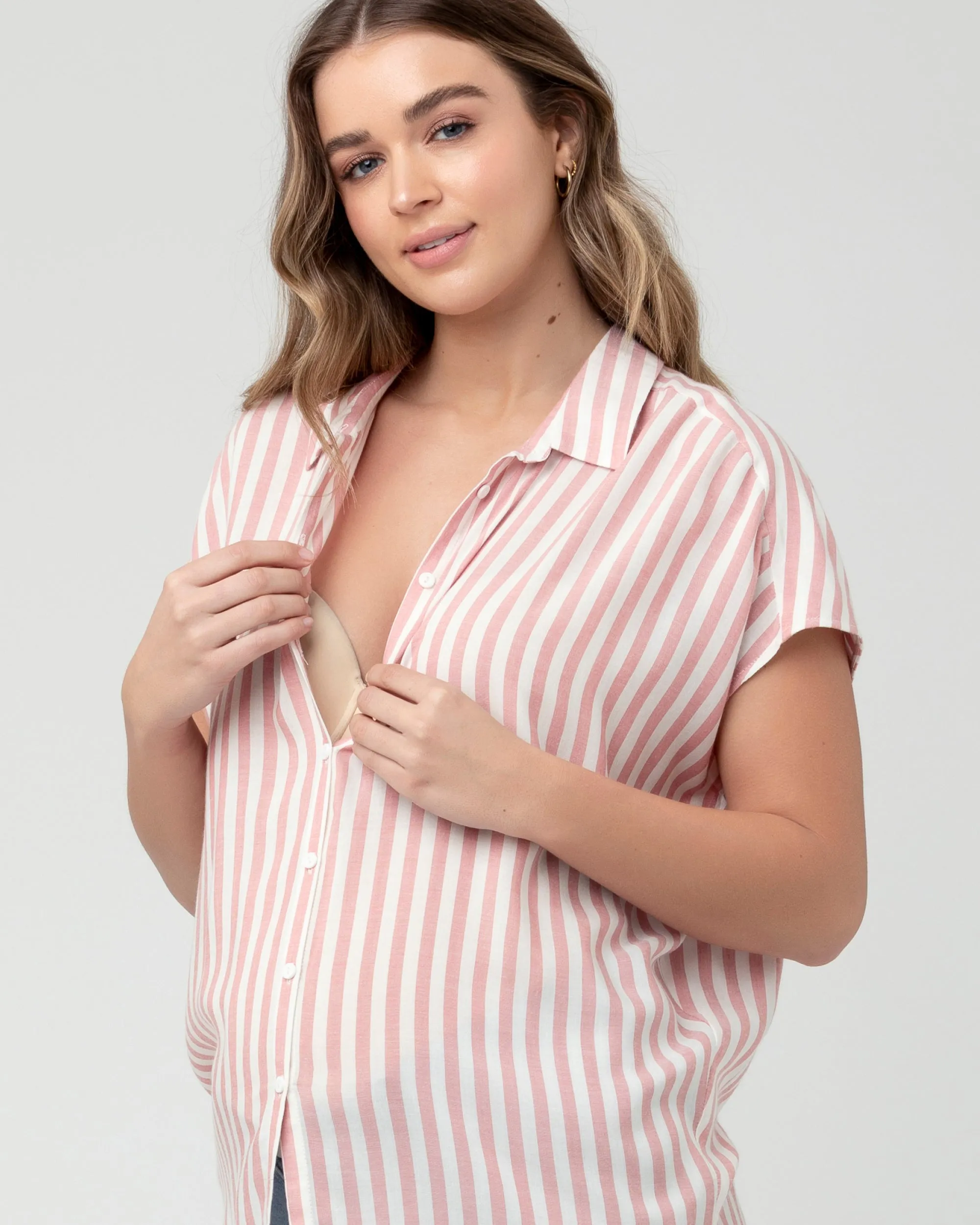 Ada Relaxed Shirt Terracotta / White High Waist nighttime nursing