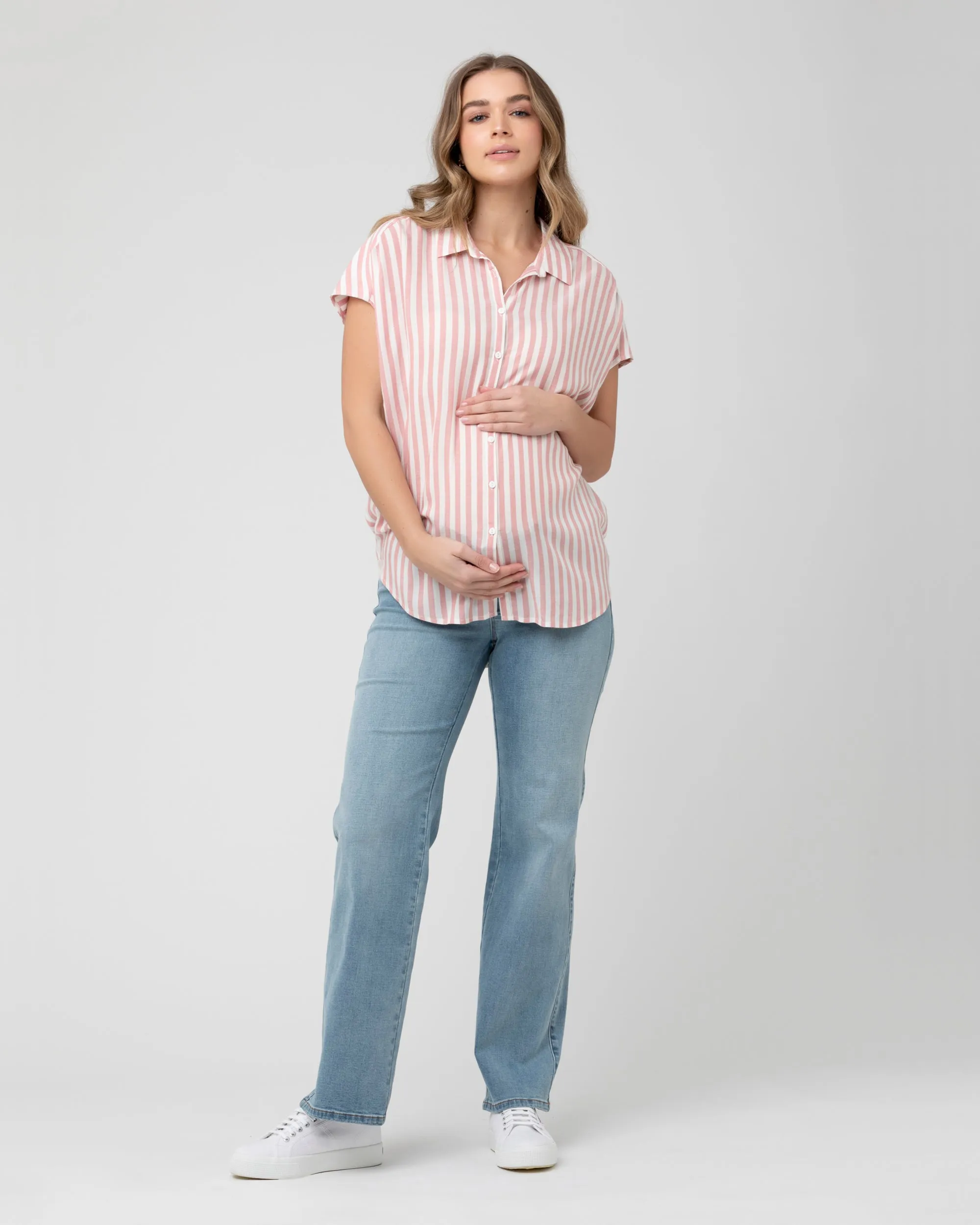 Soft Cotton footless design Ada Relaxed Shirt Terracotta / White