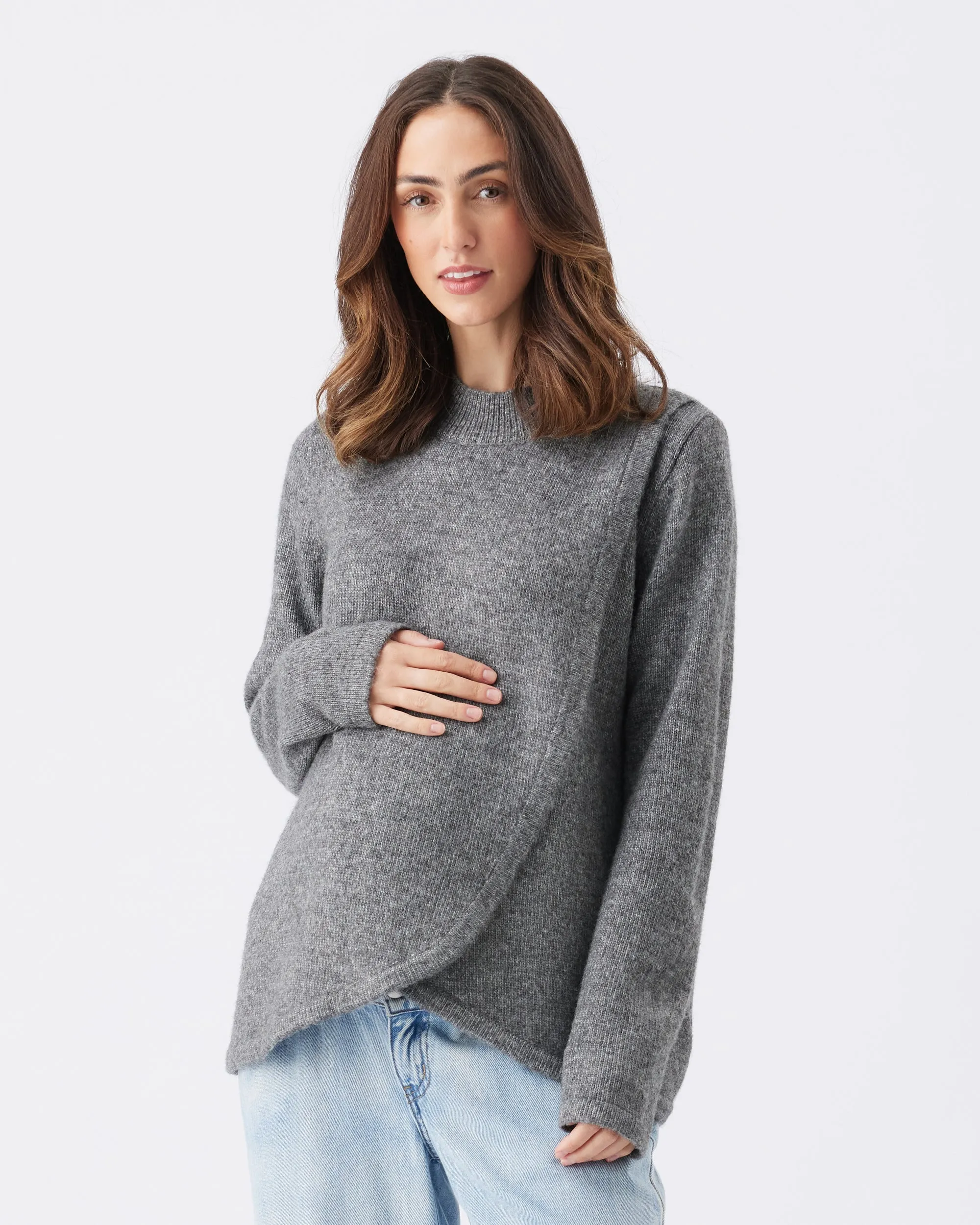Addison Nursing Knit Charcoal first trimester