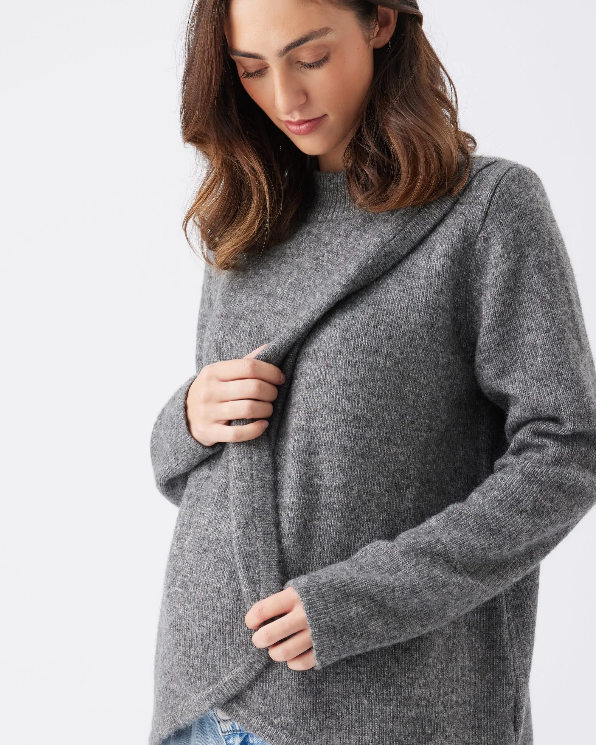 Addison Nursing Knit Charcoal baby bonding