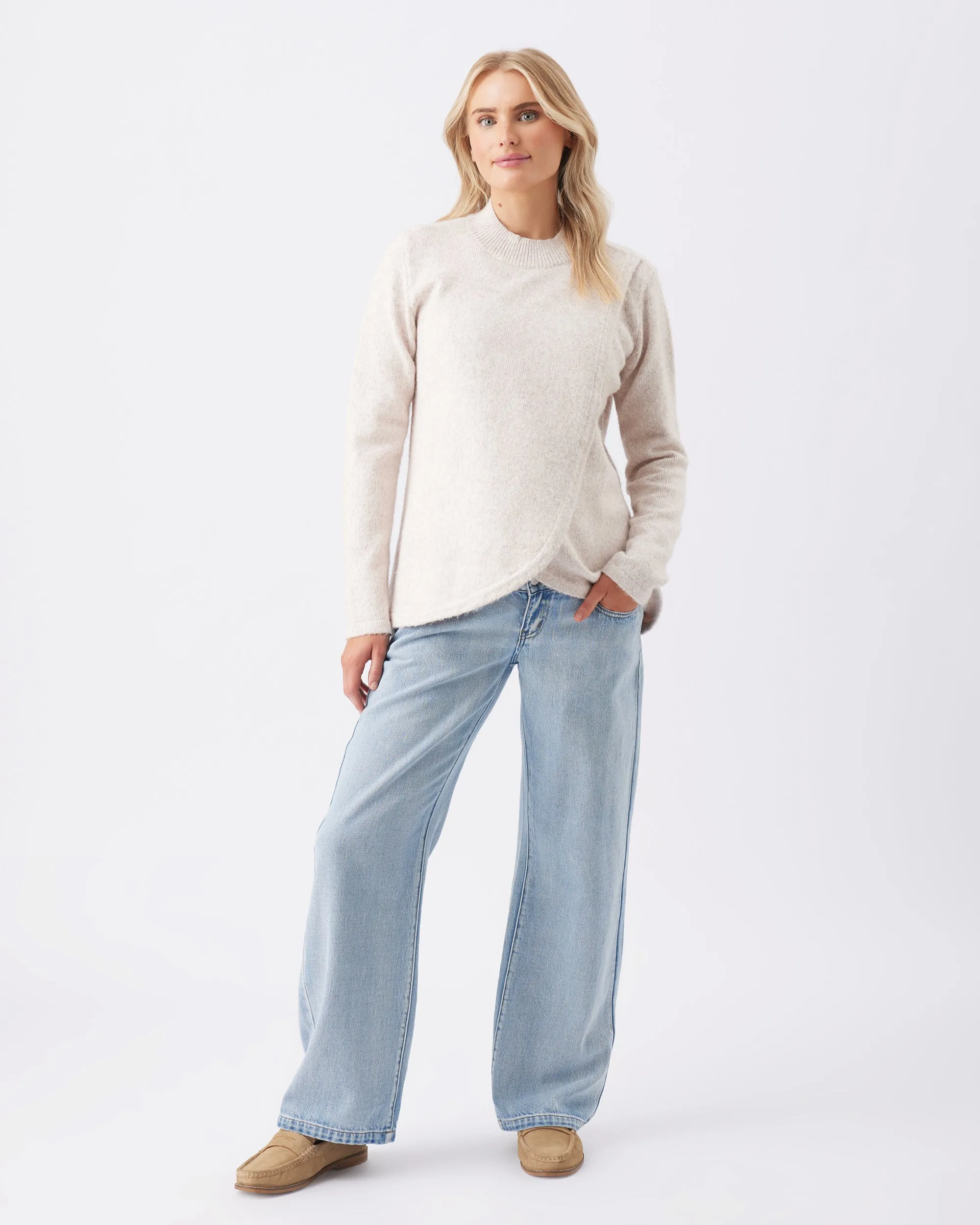fashion for mom hospital friendly Addison Nursing Knit Mink