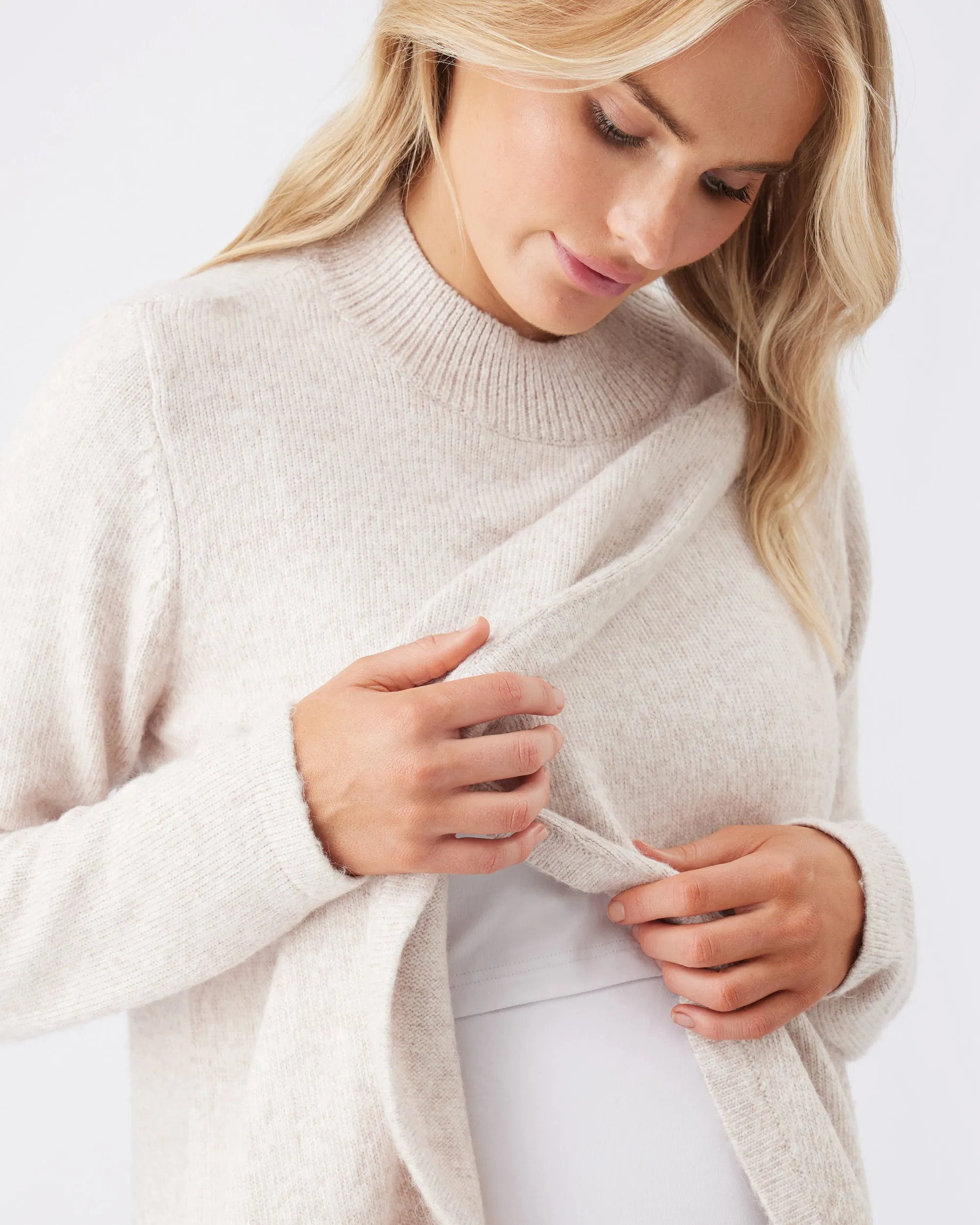 Addison Nursing Knit Mink Pocket Design working mom