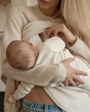 Scoop neck postpartum recovery Addison Nursing Knit Mink