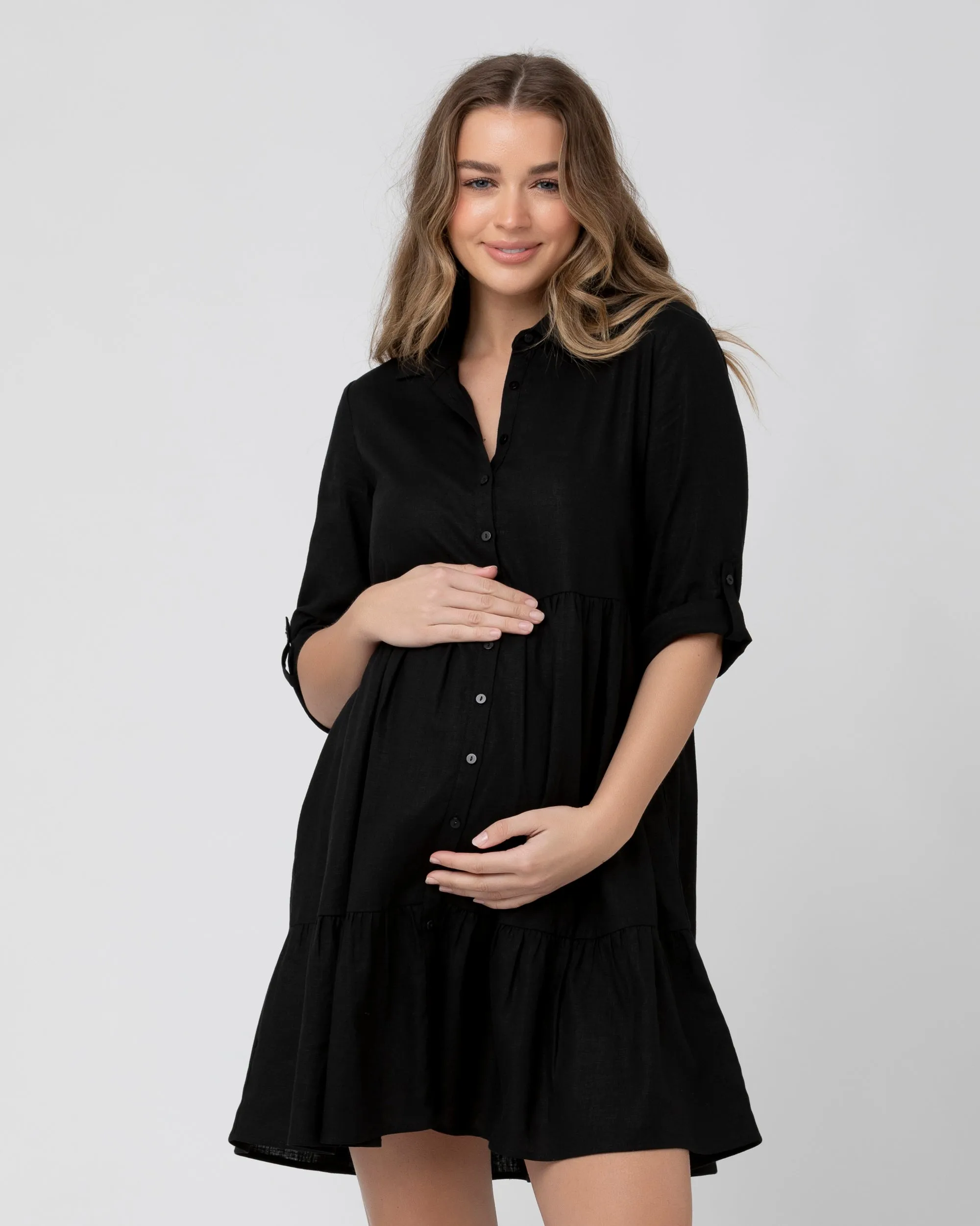 Adjustable Fit midi dress Adel Linen Dress Black