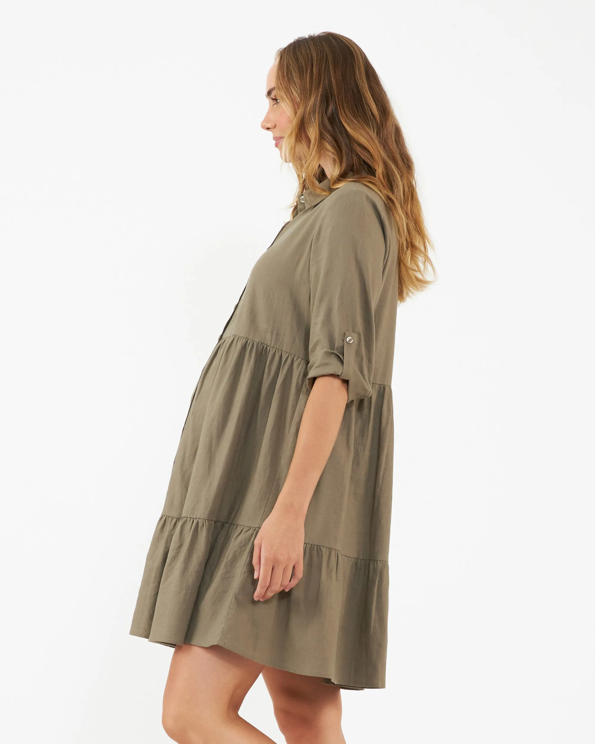footless design baby safe zipper Adel Linen Dress Olive