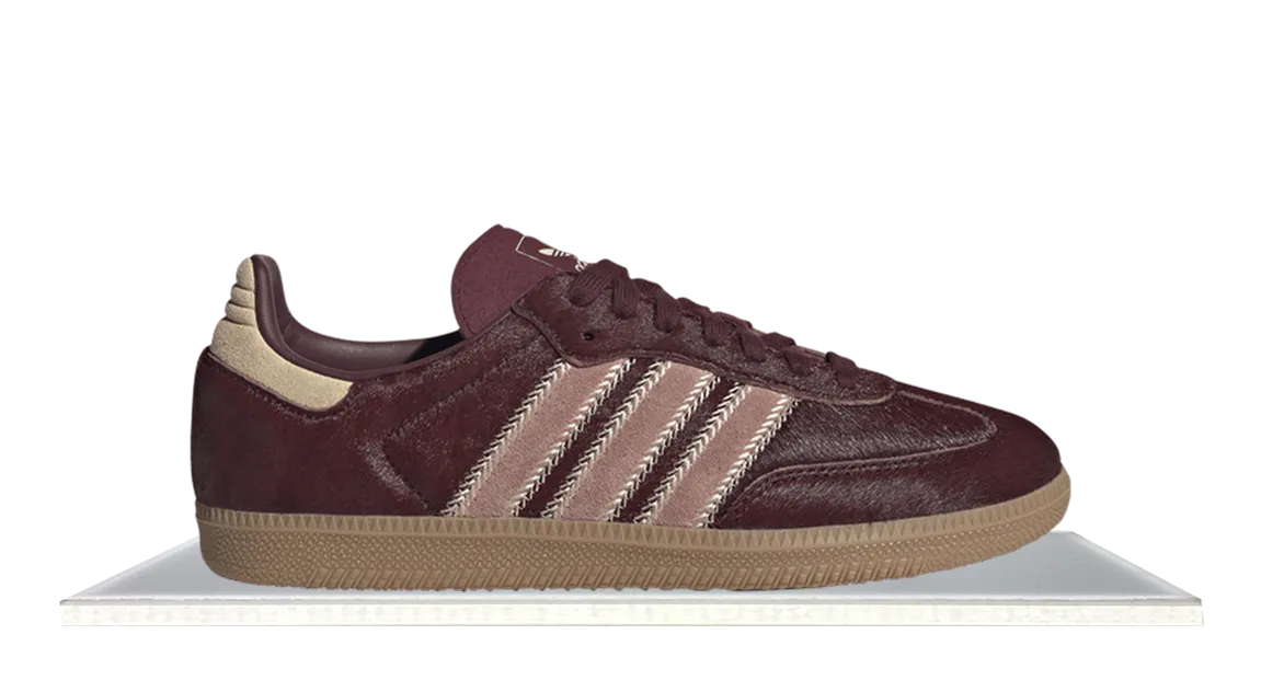 Smooth Motion Adidas Samba Maroon Sand Strata Pony