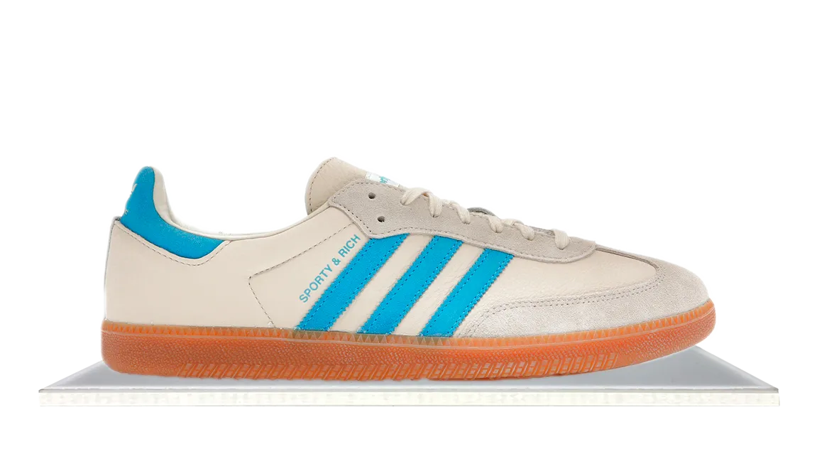 Adidas Samba x Sporty & Rich Beige Blue Abrasion Resistant Toe Day Tripper