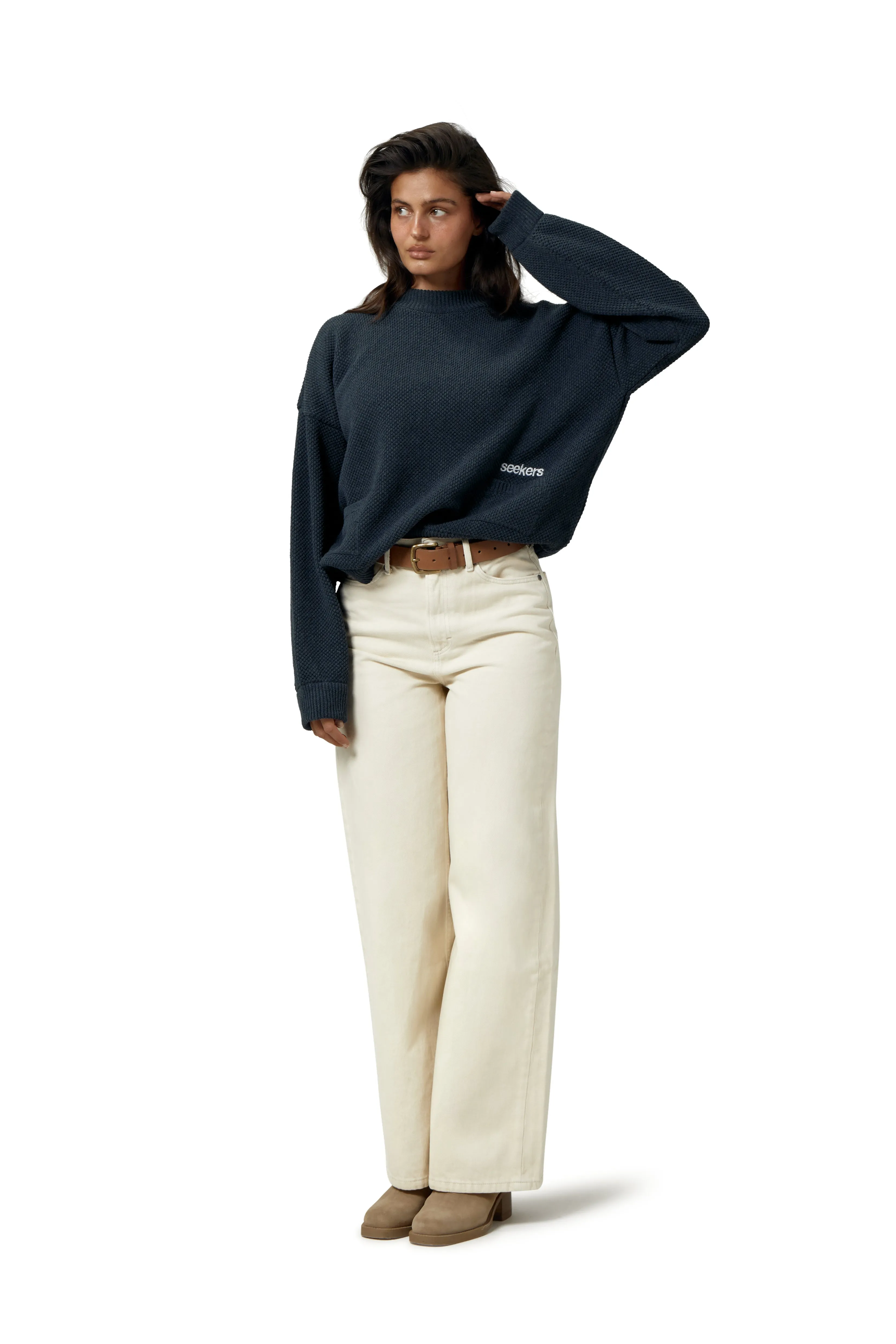 Soft Ribbed Texture Jeanie Pocket Knit Sweater