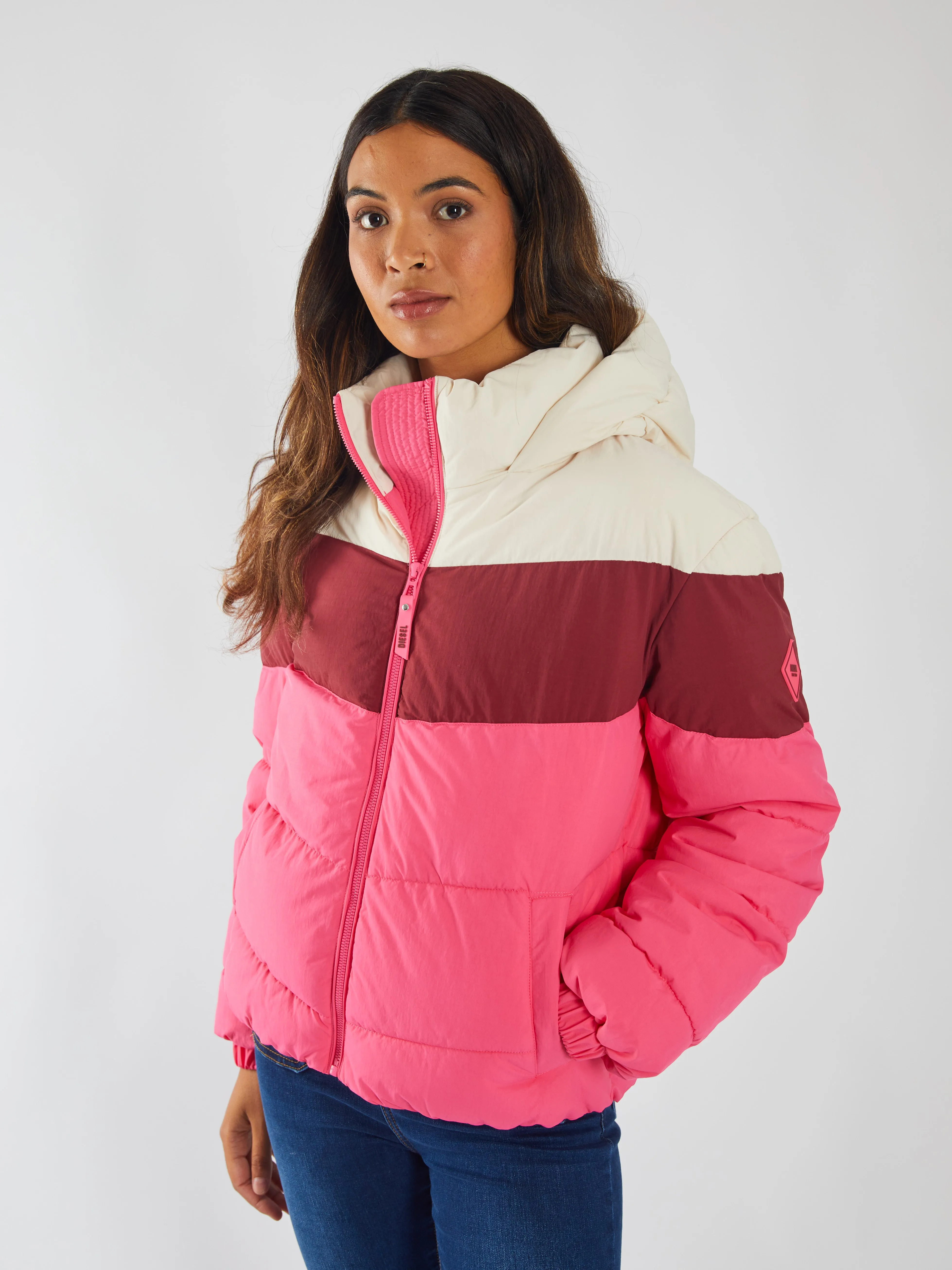 Afta Jacket Pink Multi Simple Detail Lightweight Design