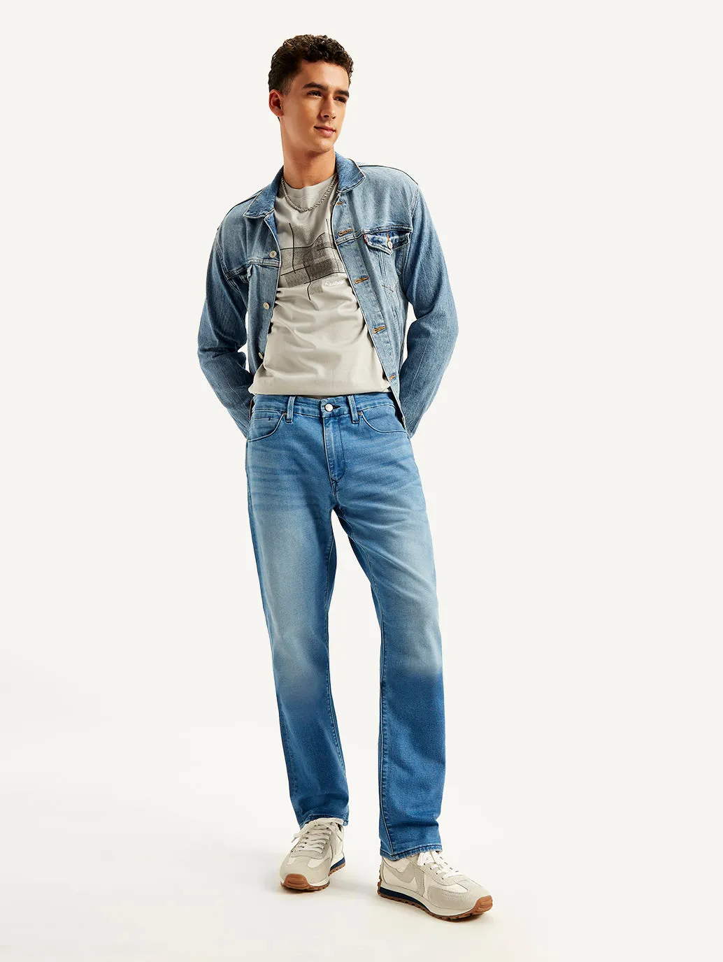 Modern Youth Style Party Look Men's Redloop 511 Blue Slim Fit Mid Rise Jeans