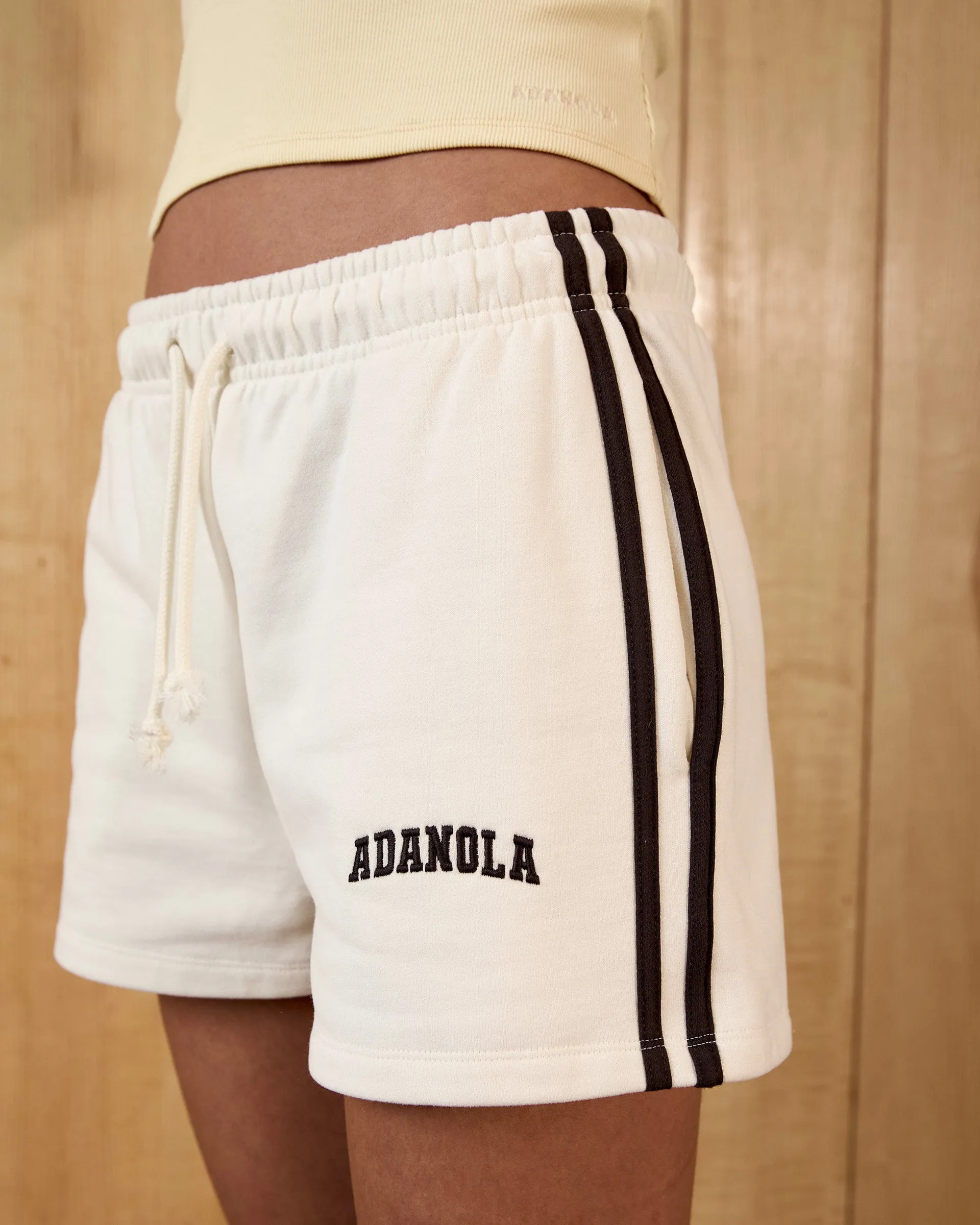 Varsity Loose Fit Sweat Shorts - Marshmallow White/Coffee Bean Stain-Resistant