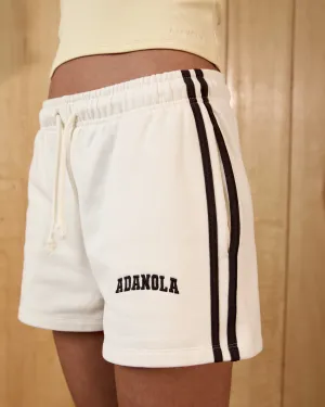Varsity Loose Fit Sweat Shorts - Marshmallow White/Coffee Bean Stain-Resistant