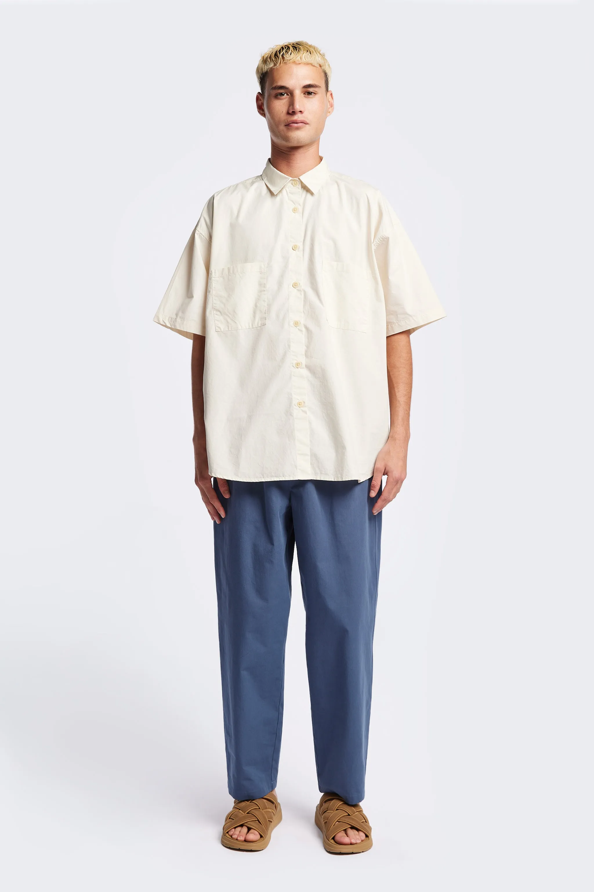 Flexible Placket Structure Cozy Option Aquifer S/S Shirt Ecru