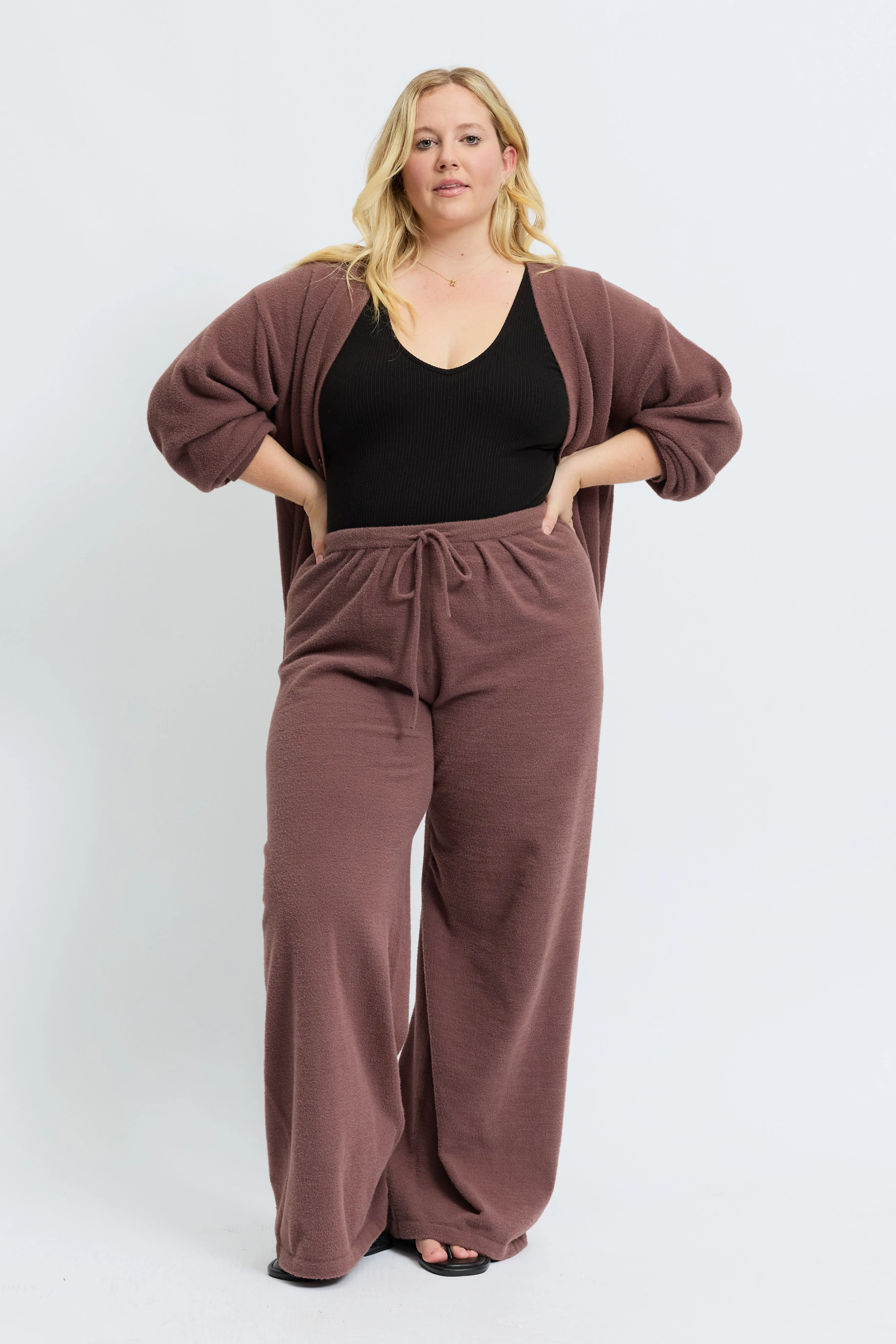 Augustine Pleated Knit Pant - Plum Skin-friendly Layering Piece