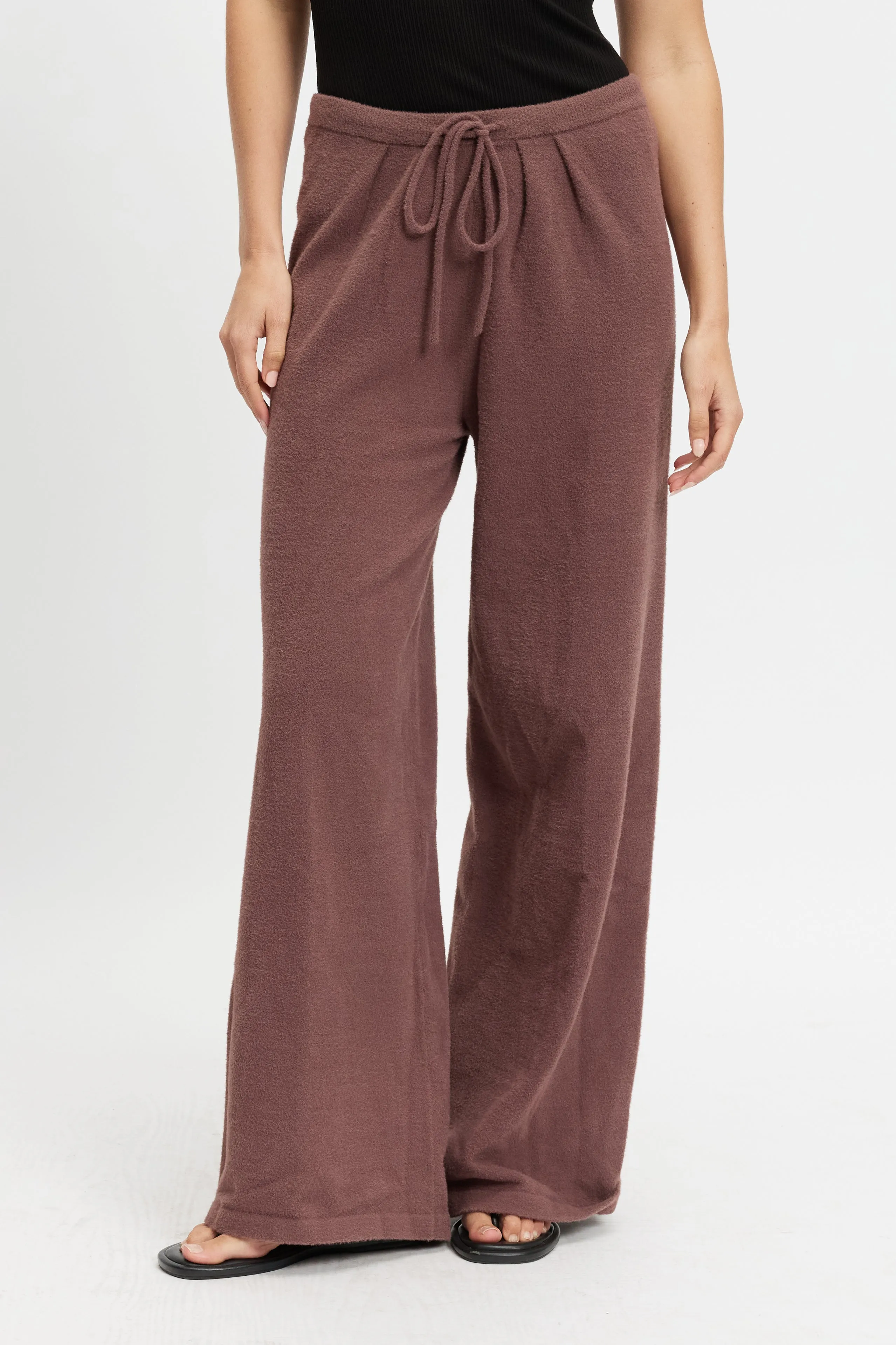Tunic Style jogging mom Augustine Pleated Knit Pant - Plum