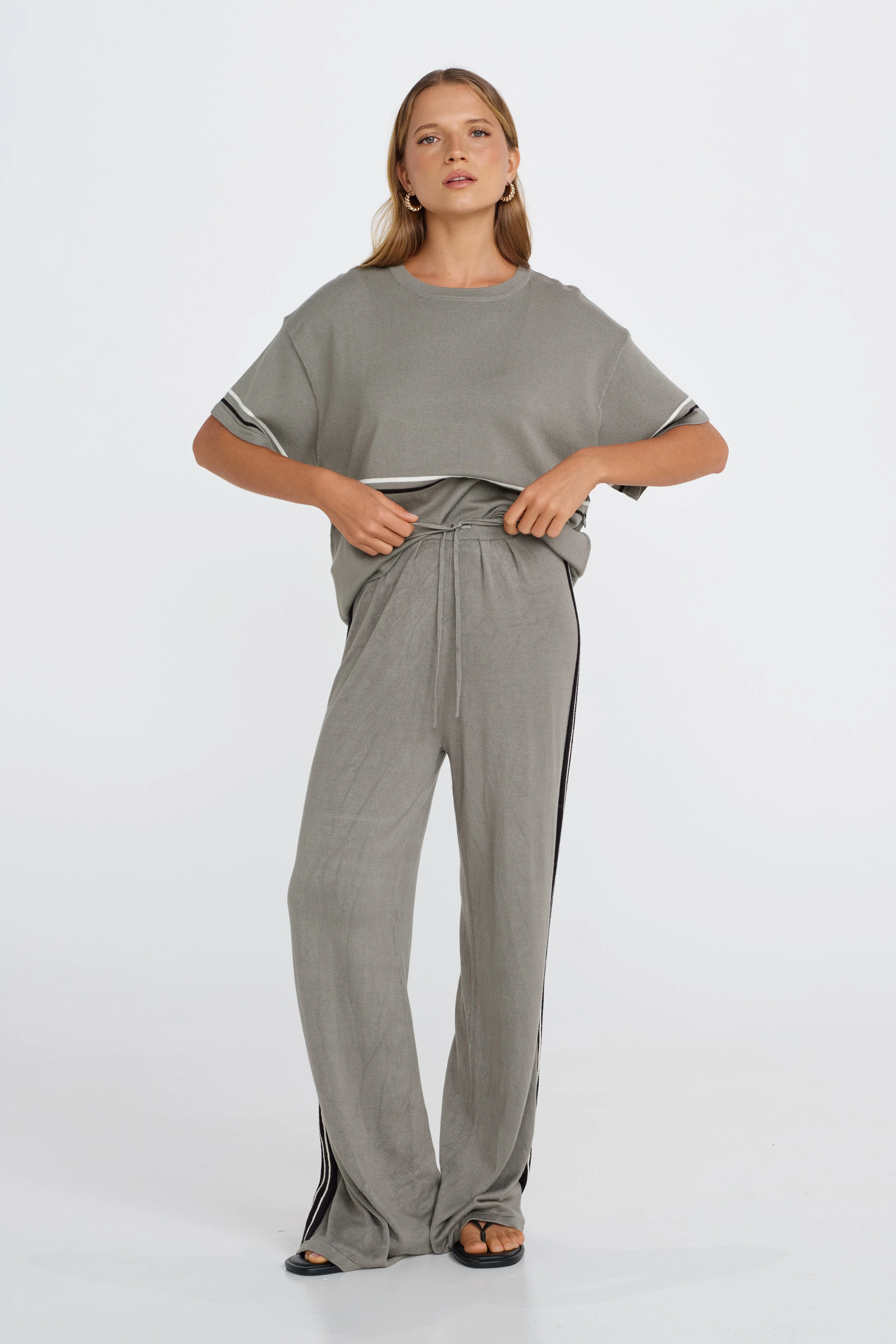 Axel Knit Wide Leg Pants - Khaki winter maternity
