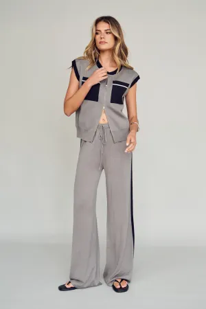 baby safe zipper Axel Knit Wide Leg Pants - Khaki