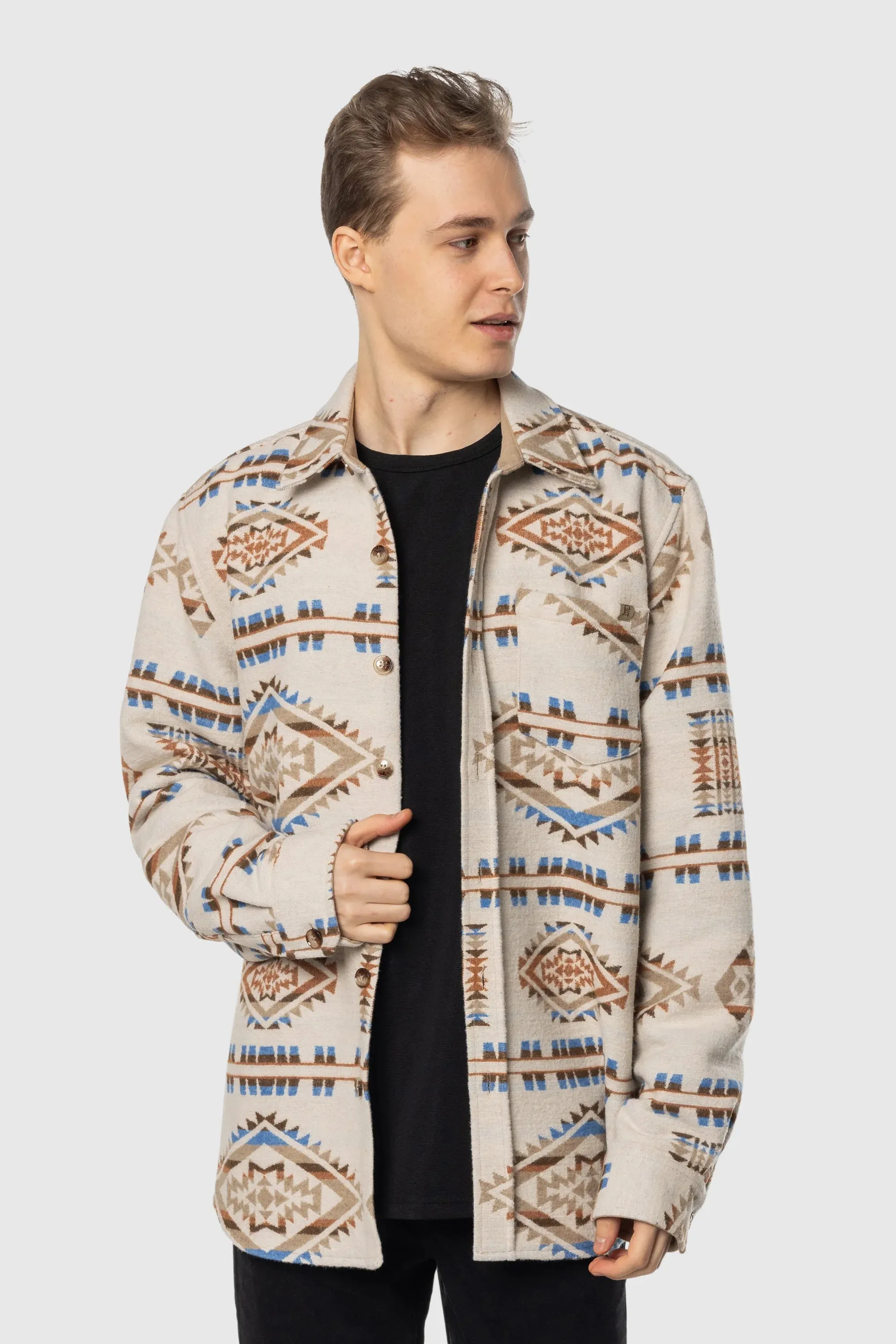 Floral Motif Aztec Overshirt