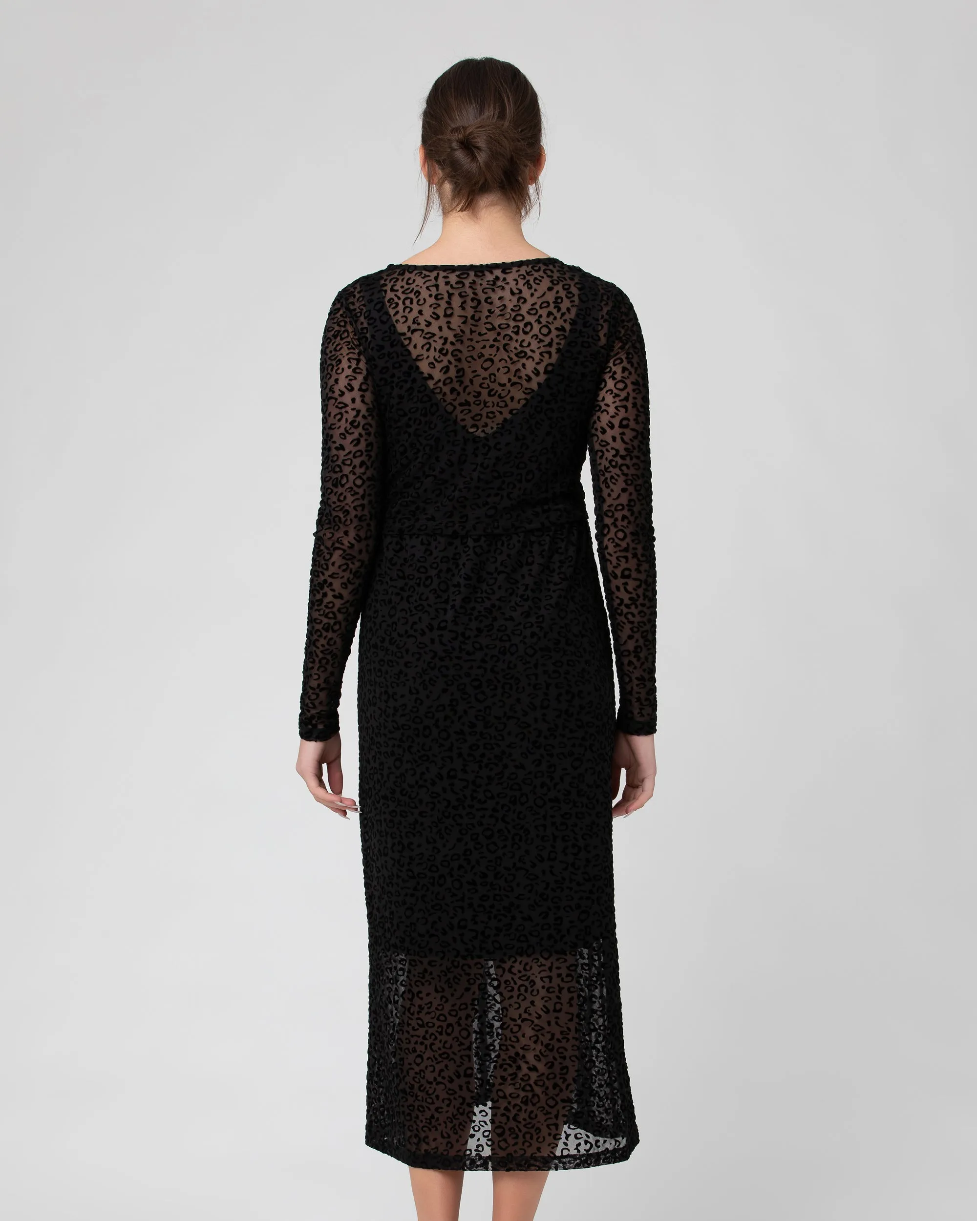 Leo Flocked Nursing Dress Black Odor Resistant Gentle Support