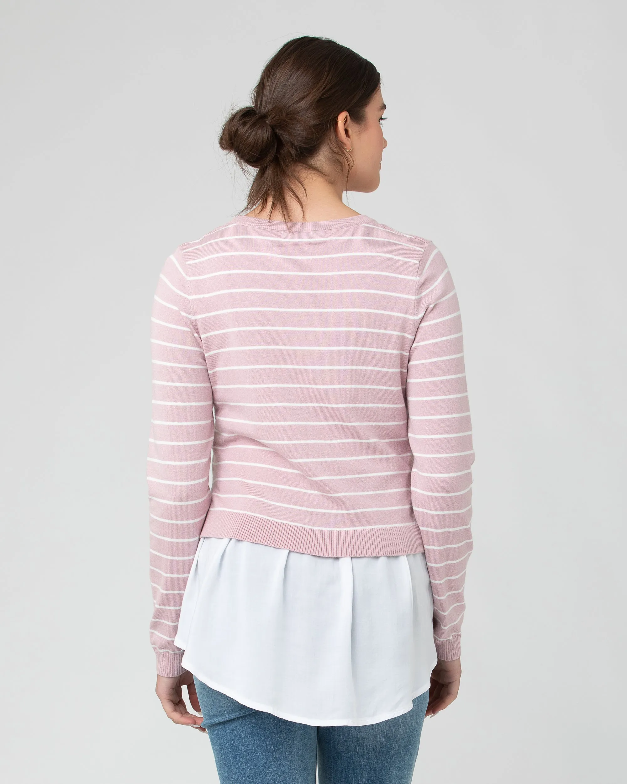 Sia Nursing Knit Dusty Pink / White Stylish Look