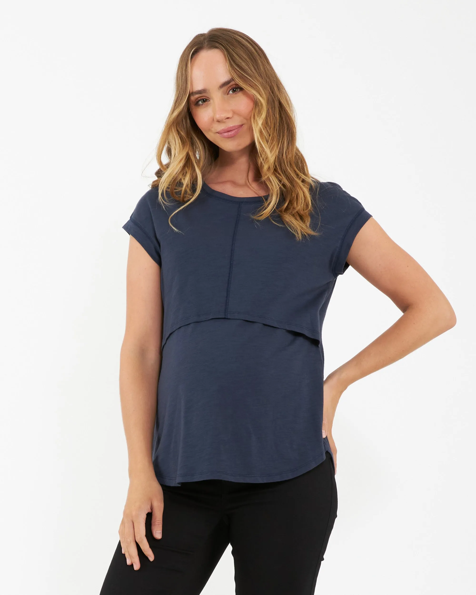 outdoor maternity labor robe Richie Nursing Tee Indigo
