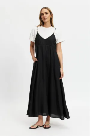 easy nursing Olivia Layered Two-Piece Babydoll Dress - Black / White