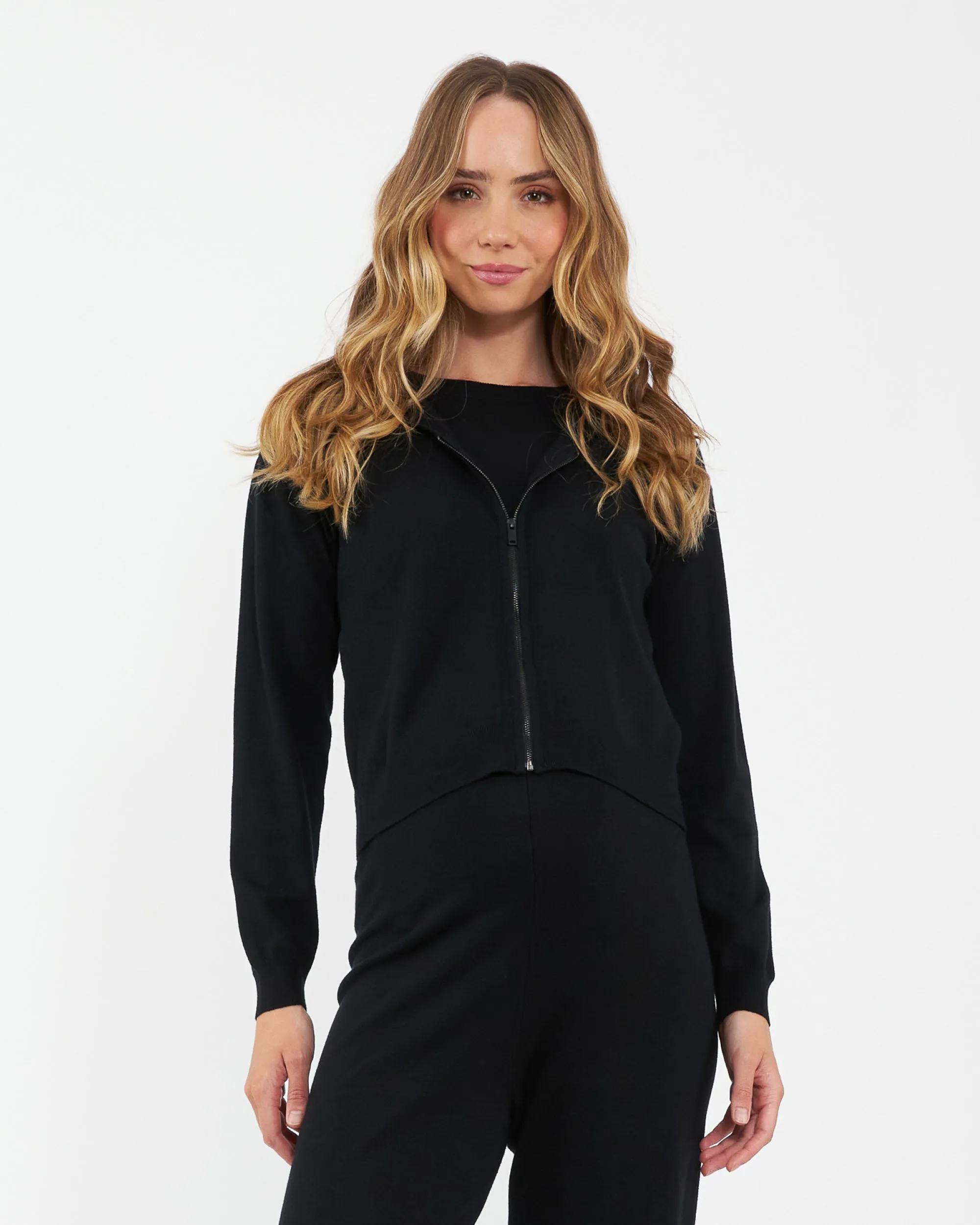 Reese Nursing Knit Hoodie Black Maternity Jumpsuit