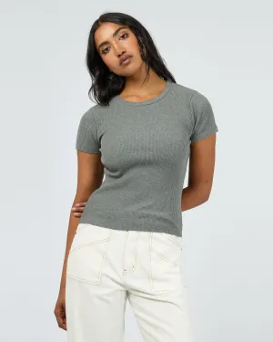 Boat Neck Breathable Stretch Fit Bella Tee Charcoal