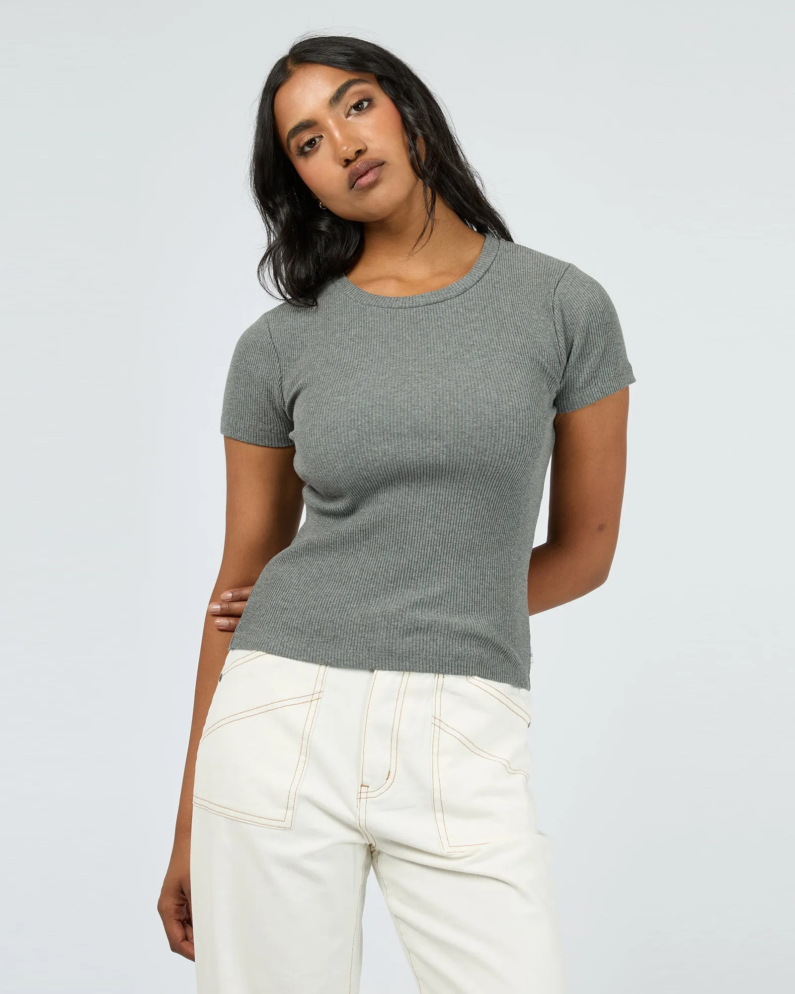 TemperatureRegulating Anti Pilling Fabric Bella Tee Charcoal