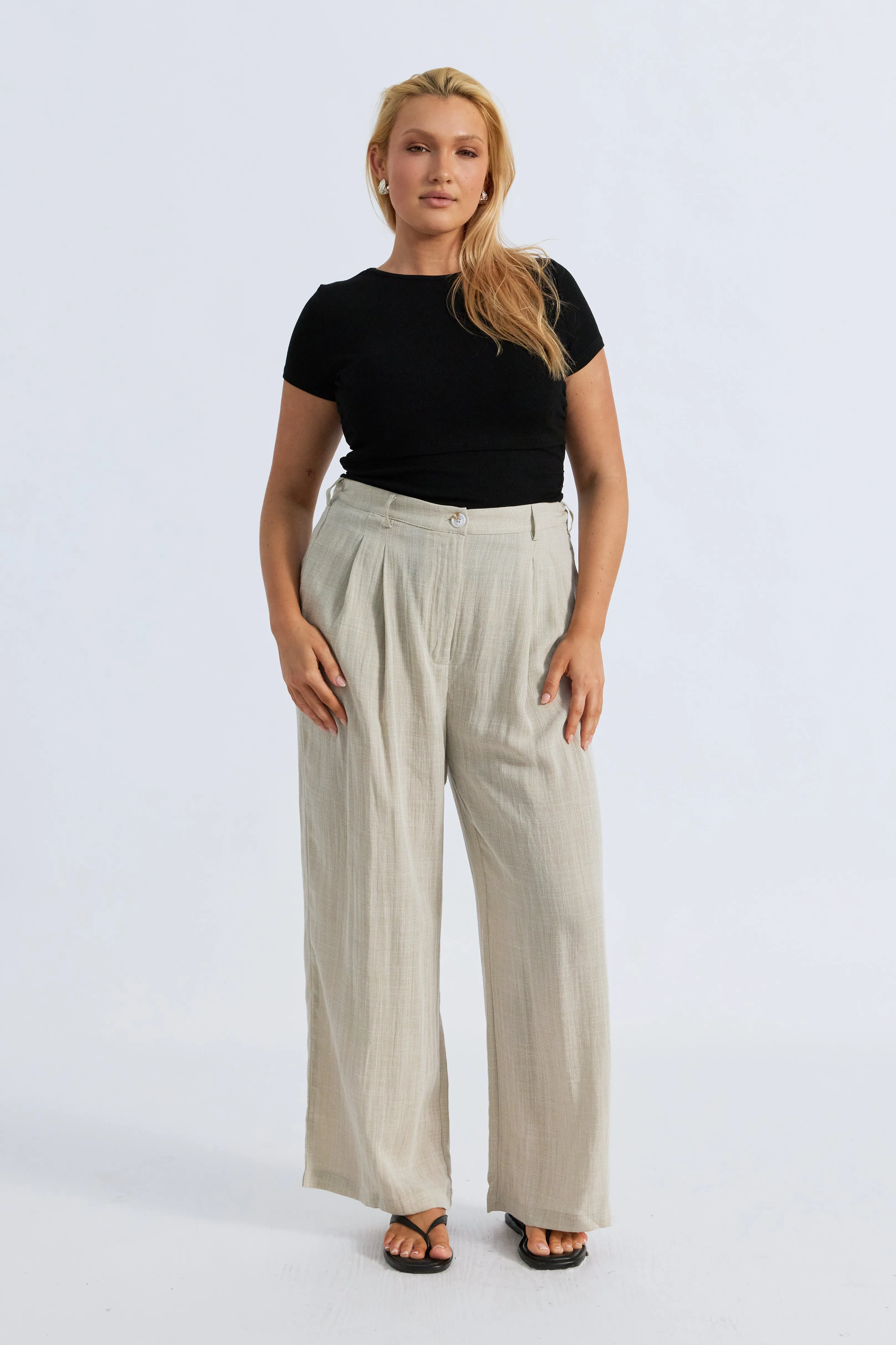 Bailey Adjustable Wide-Leg Trouser - Natural Maxi Dress