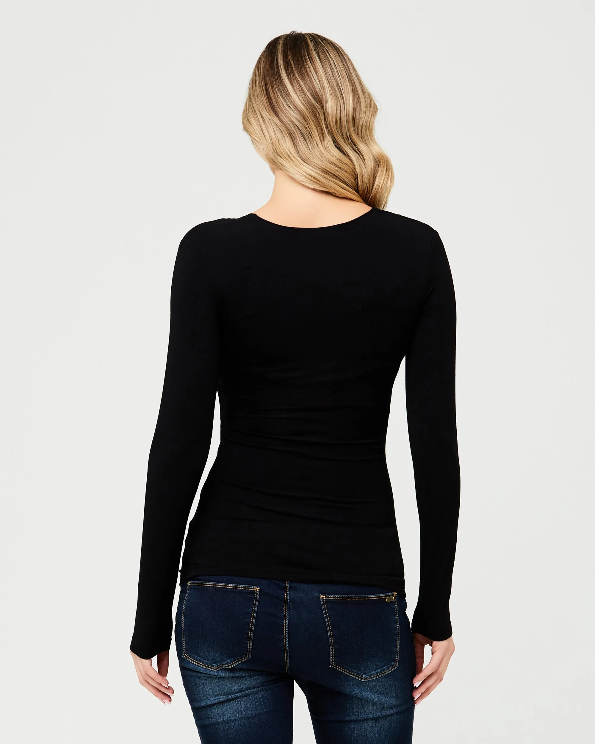 supportive belt Hassle free Embrace Long Sleeve Nursing Top Black