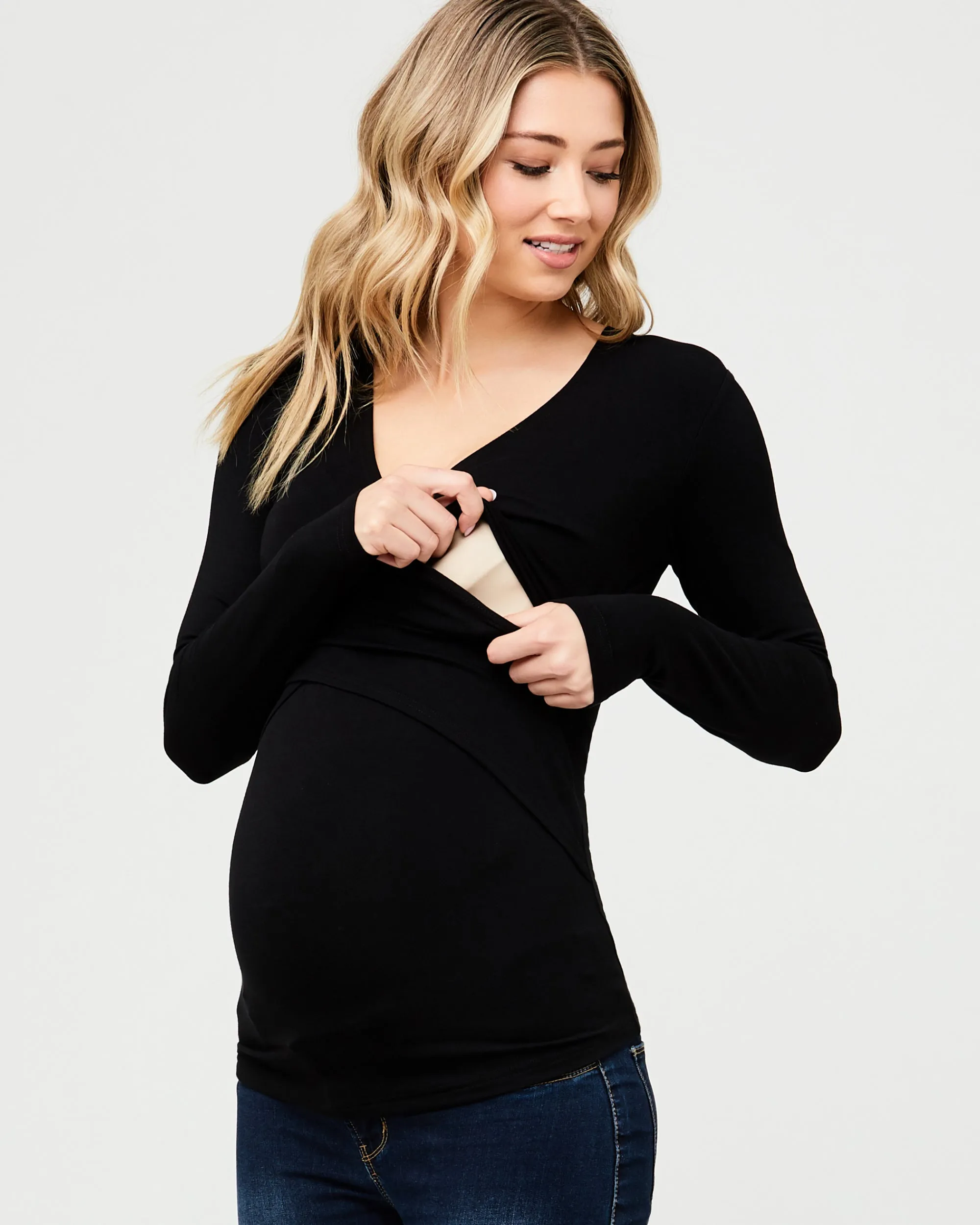 Embrace Long Sleeve Nursing Top Black family photoshoot