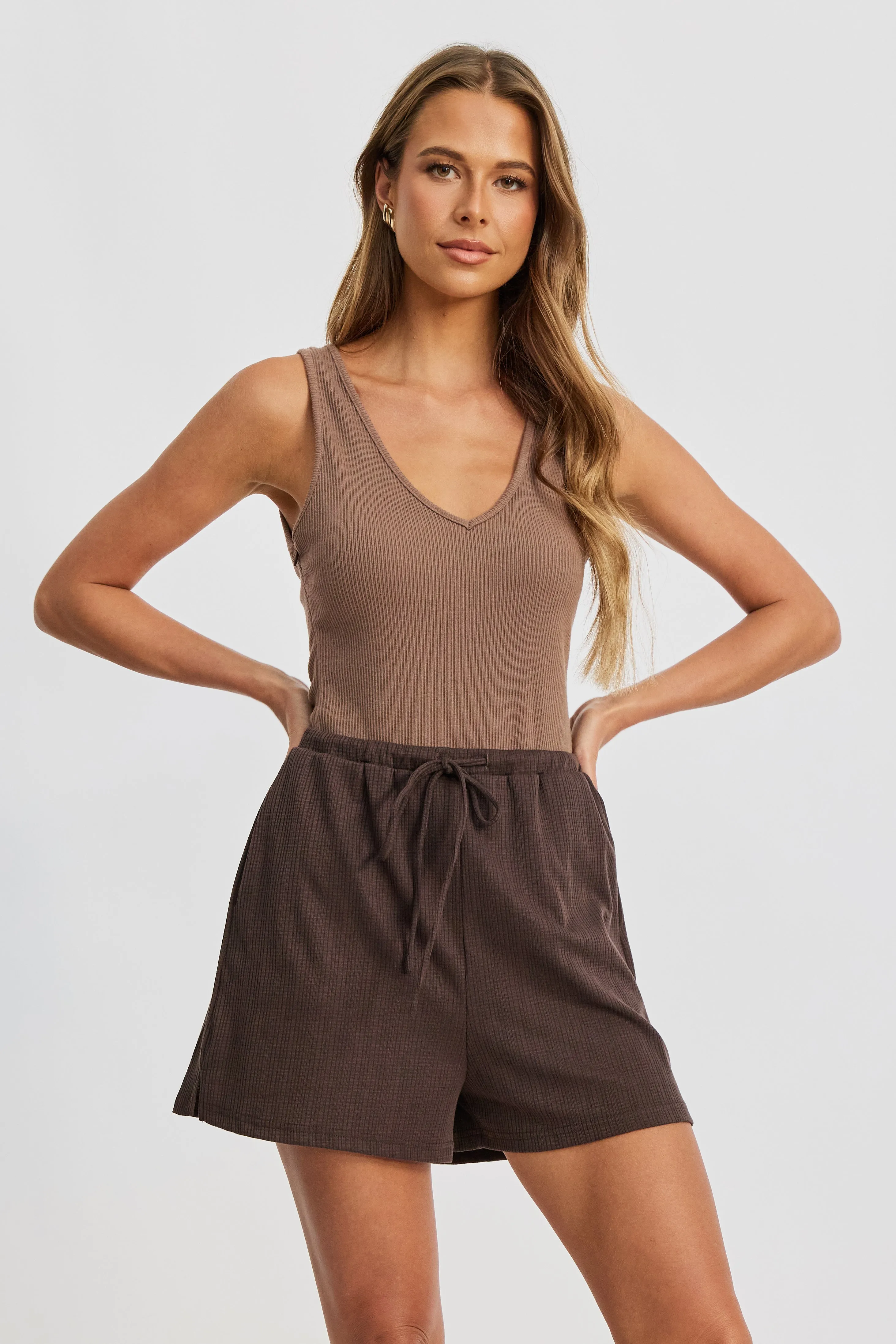 Ivy Waffle Lounge Short - Chocolate Hassle free