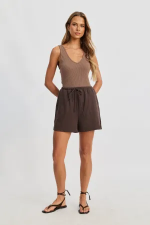 Ivy Waffle Lounge Short - Chocolate multiway wear