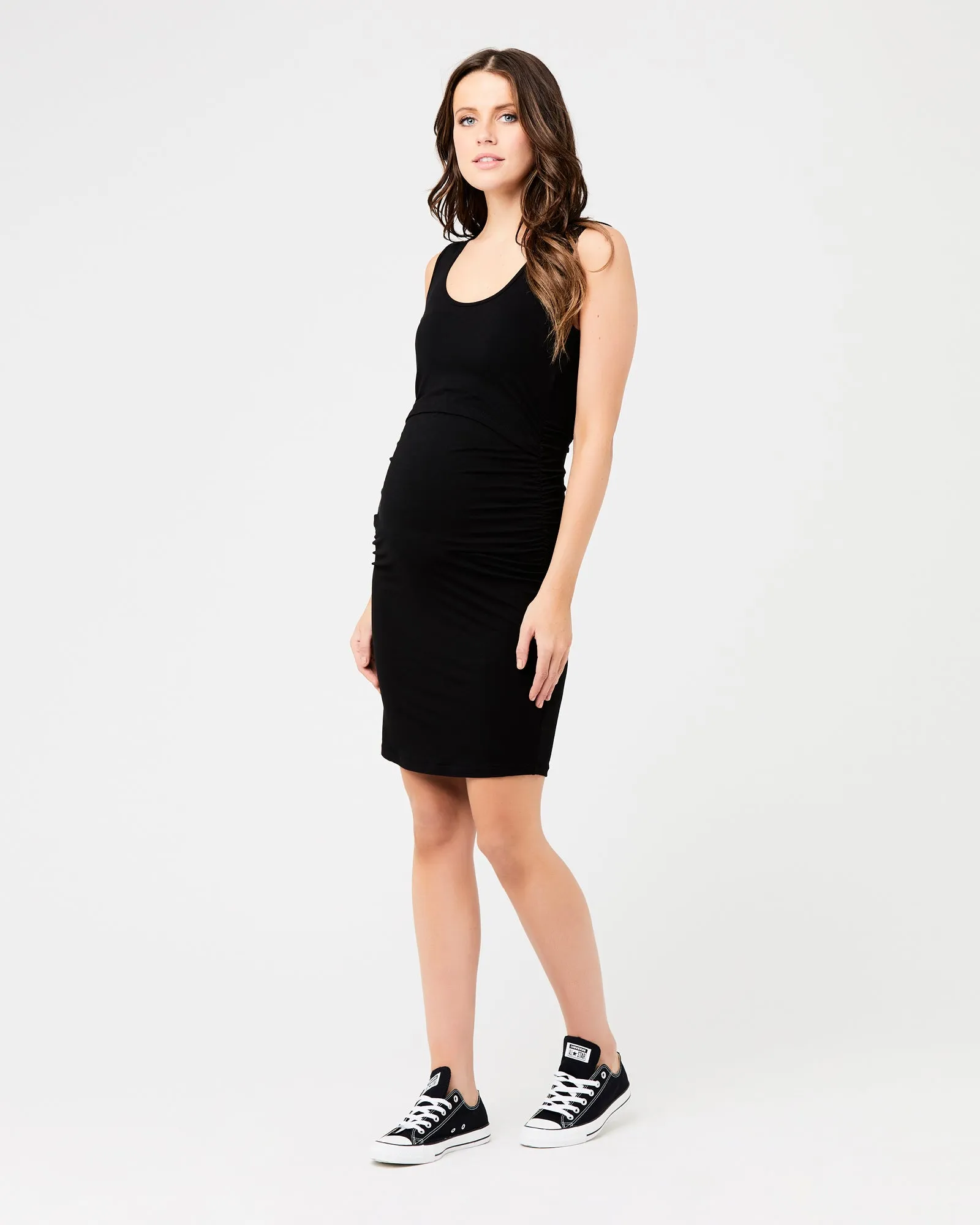Sleeveless Nursing Tube Dress Black baby bonding