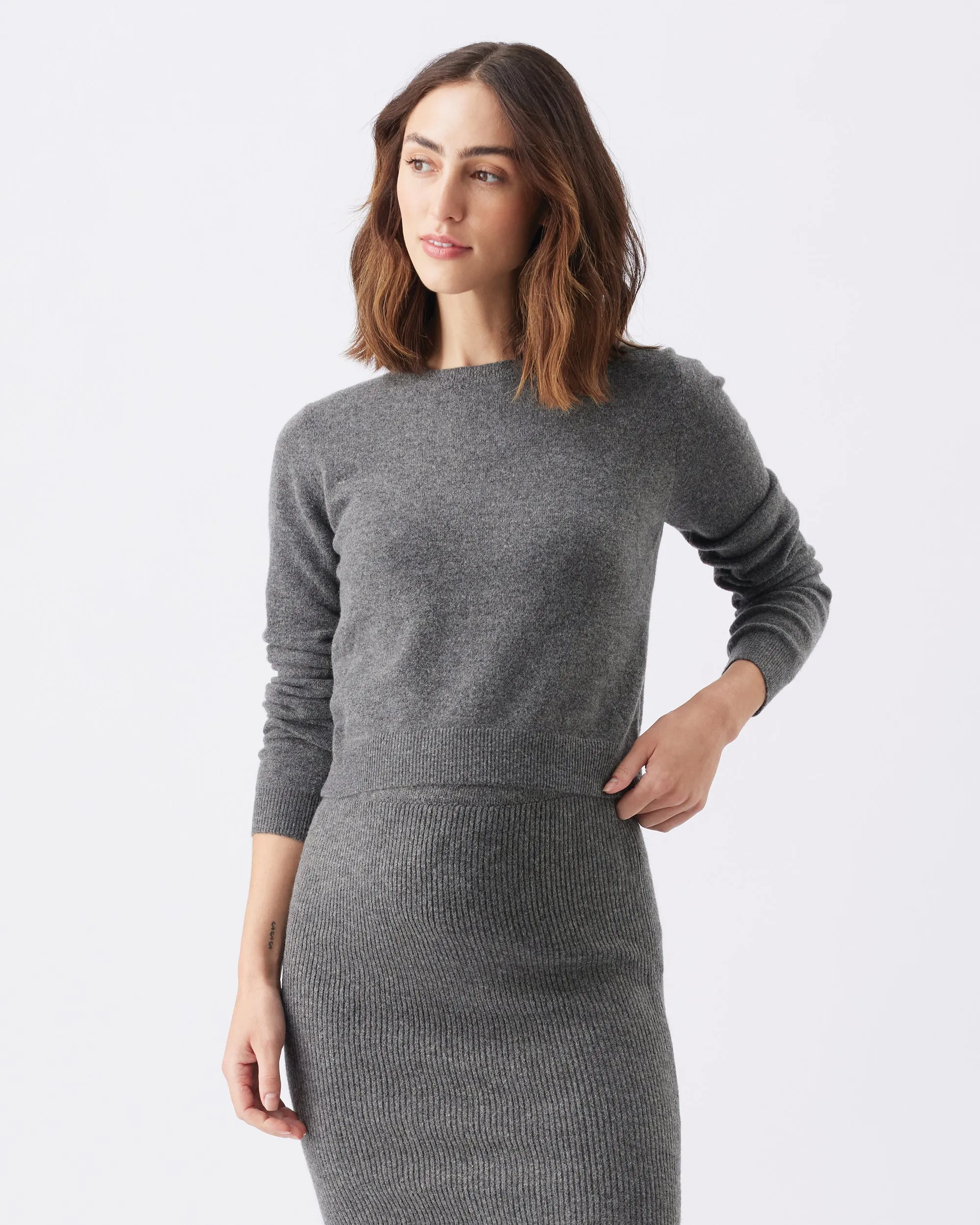 Sandy Detachable Nursing Knit  Charcoal Marle Light Layer Double Layer