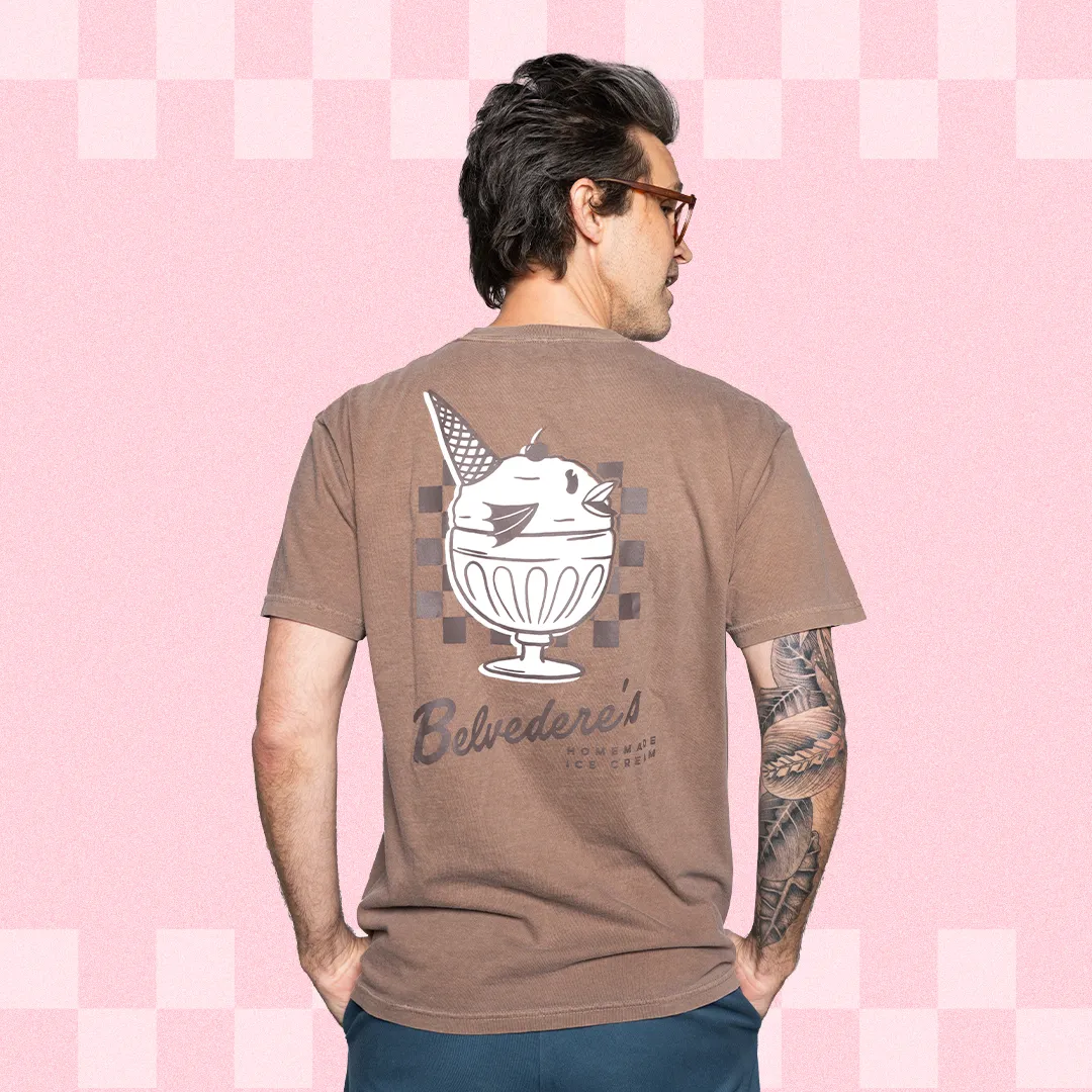 Belvedere's Ice Cream Shop Tee (Chocolate) Linen blend