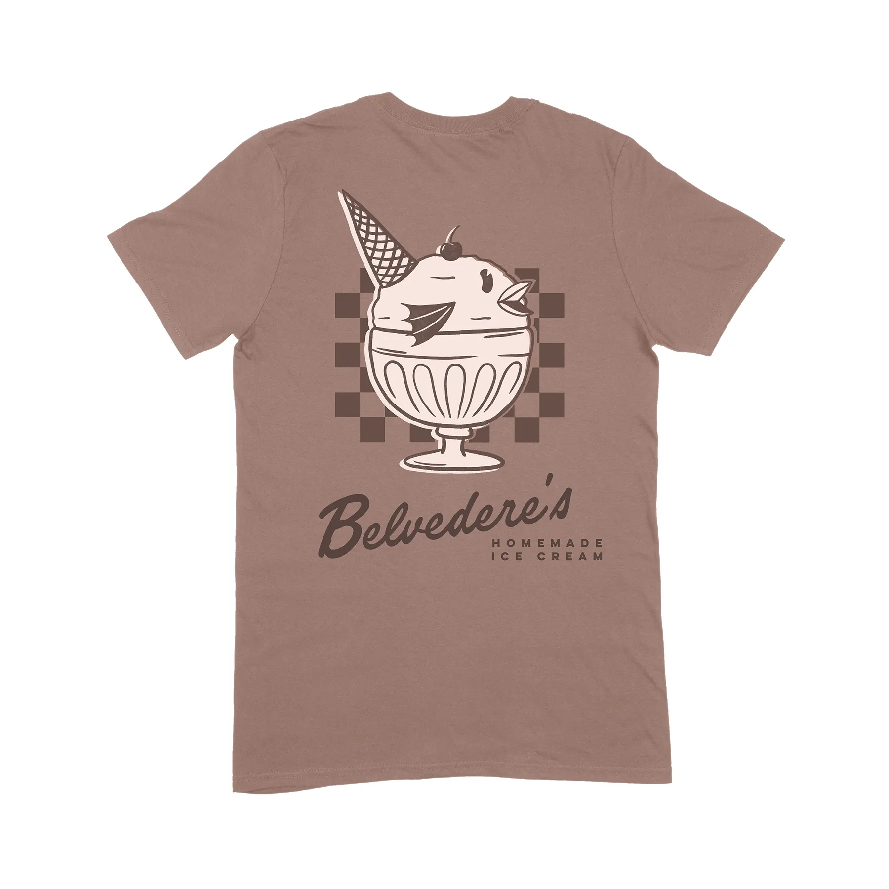 Belvedere's Ice Cream Shop Tee (Chocolate) Polka Dot Pattern Stretch Comfort