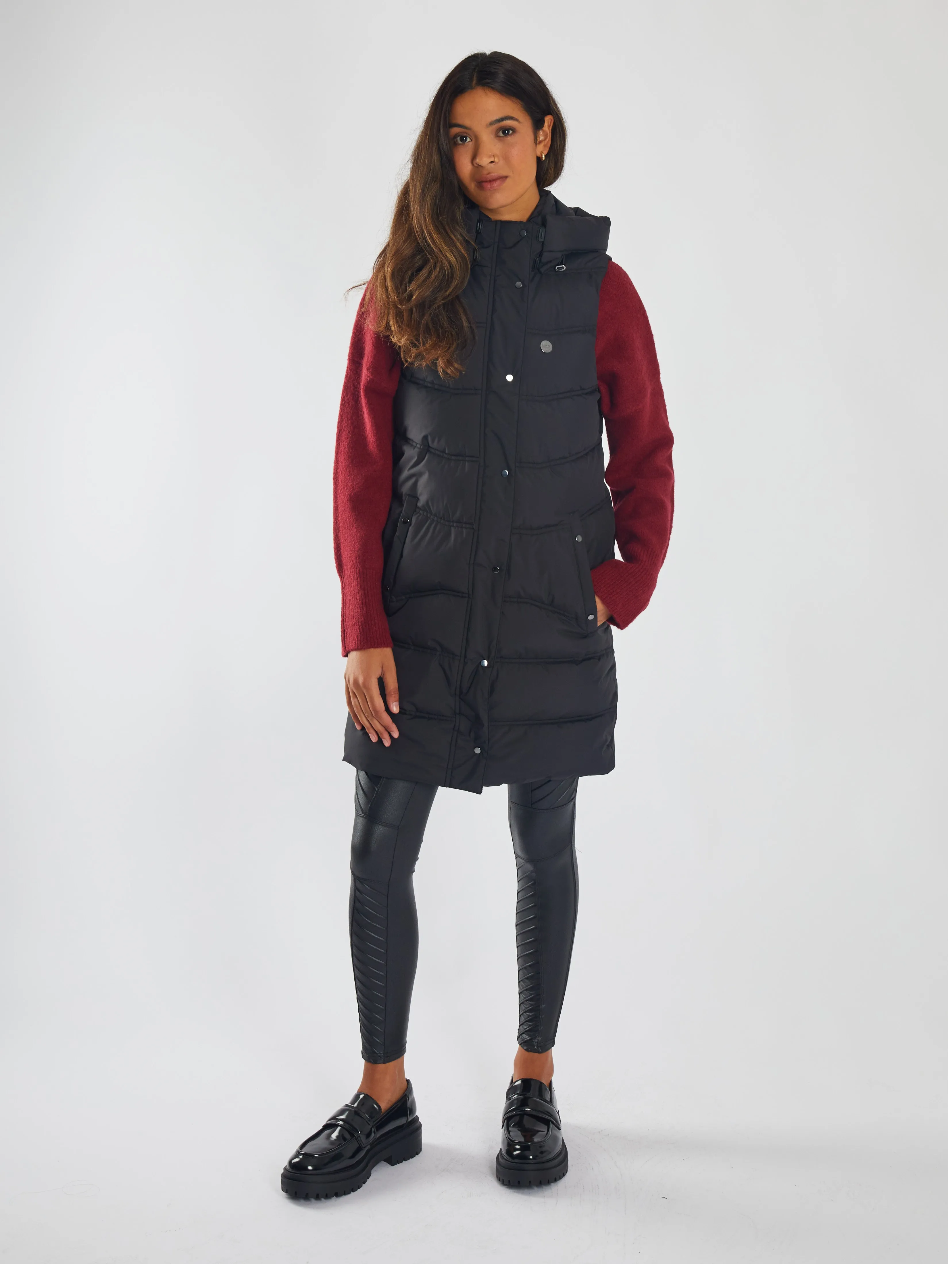 Bena Gilet Jet Black Quilted Interior Layer Layer Friendly Shape