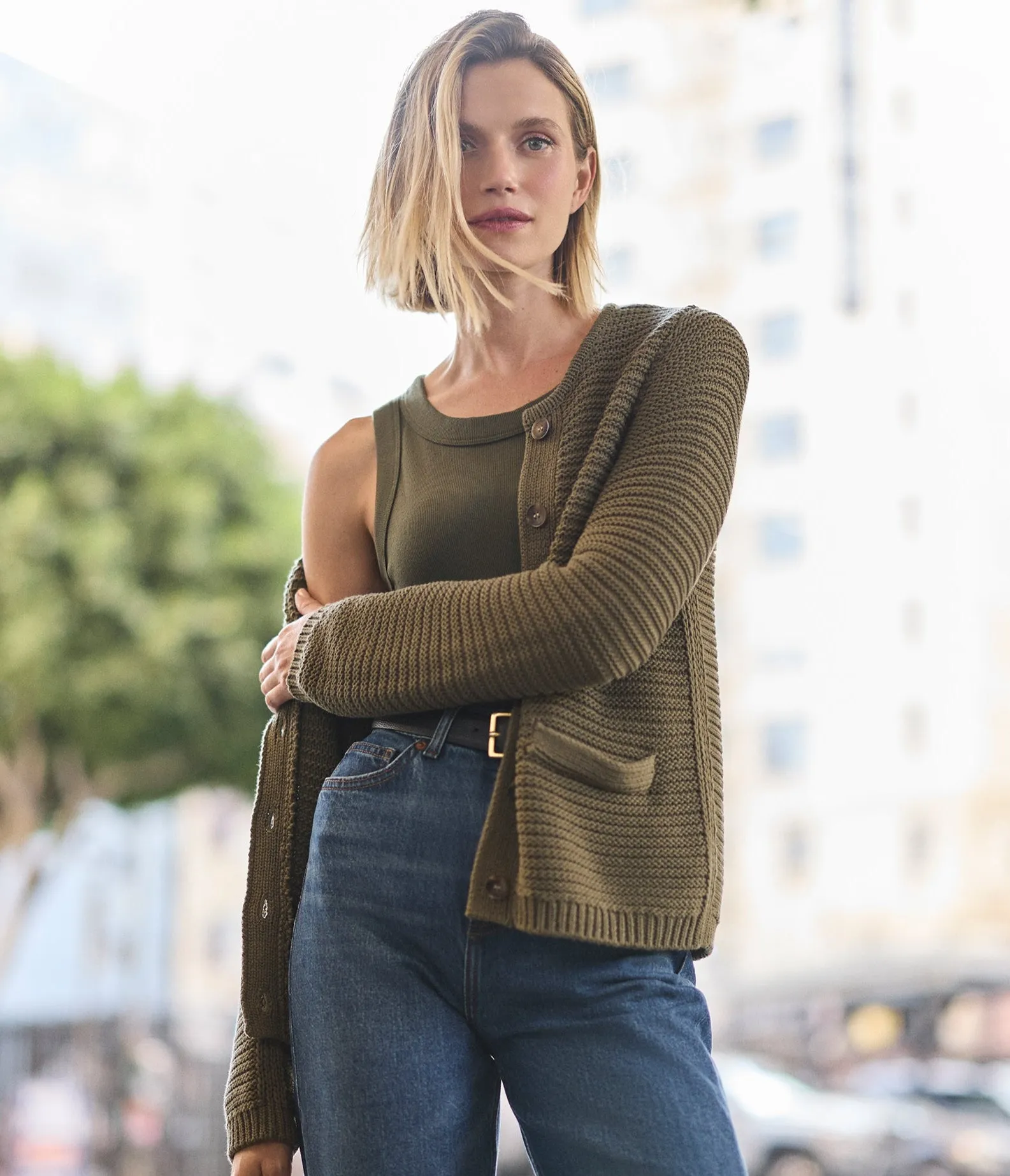 Kaden Crewneck Cardigan Simple Piece