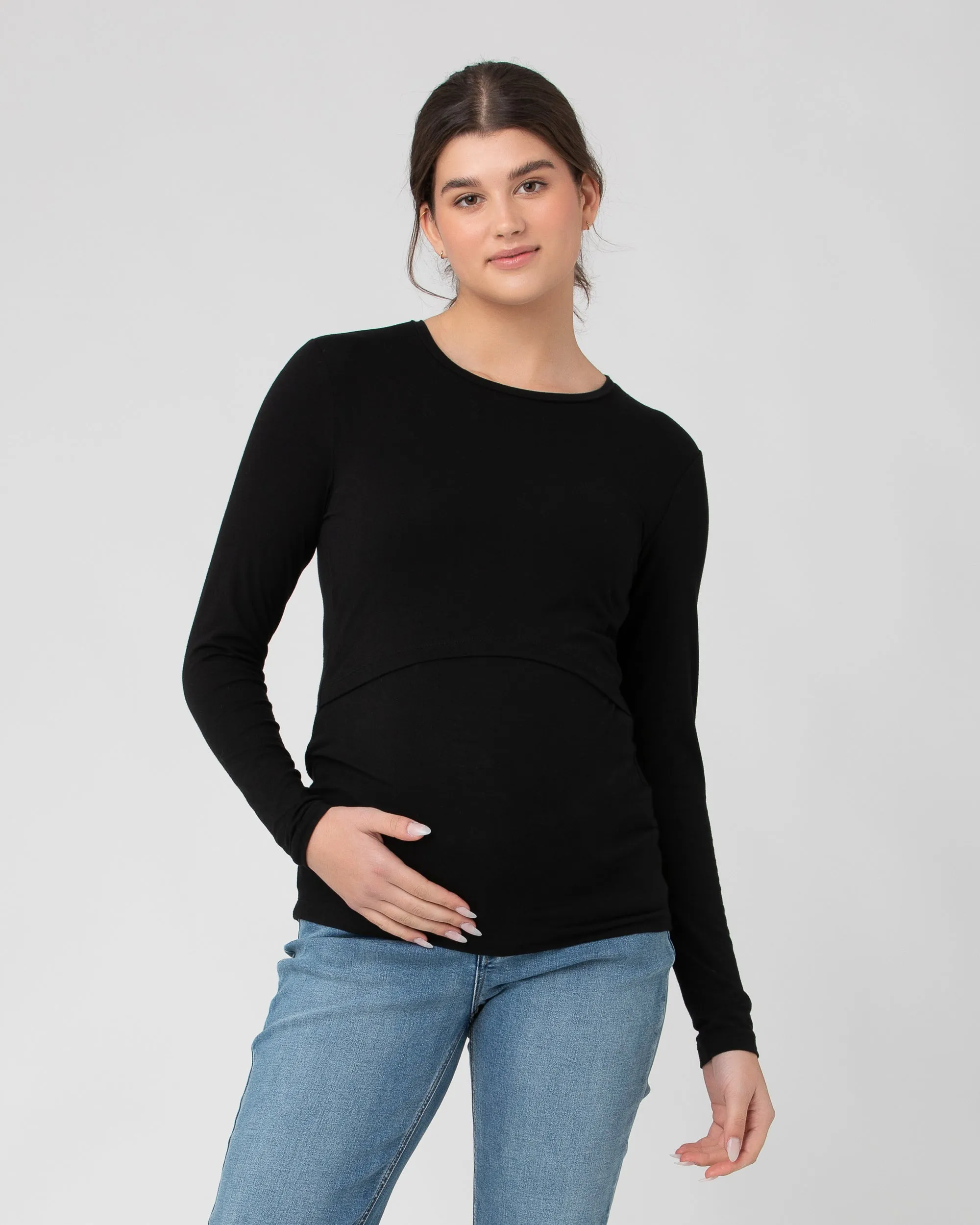 parenting life Org Cotton Nursing Top. Black