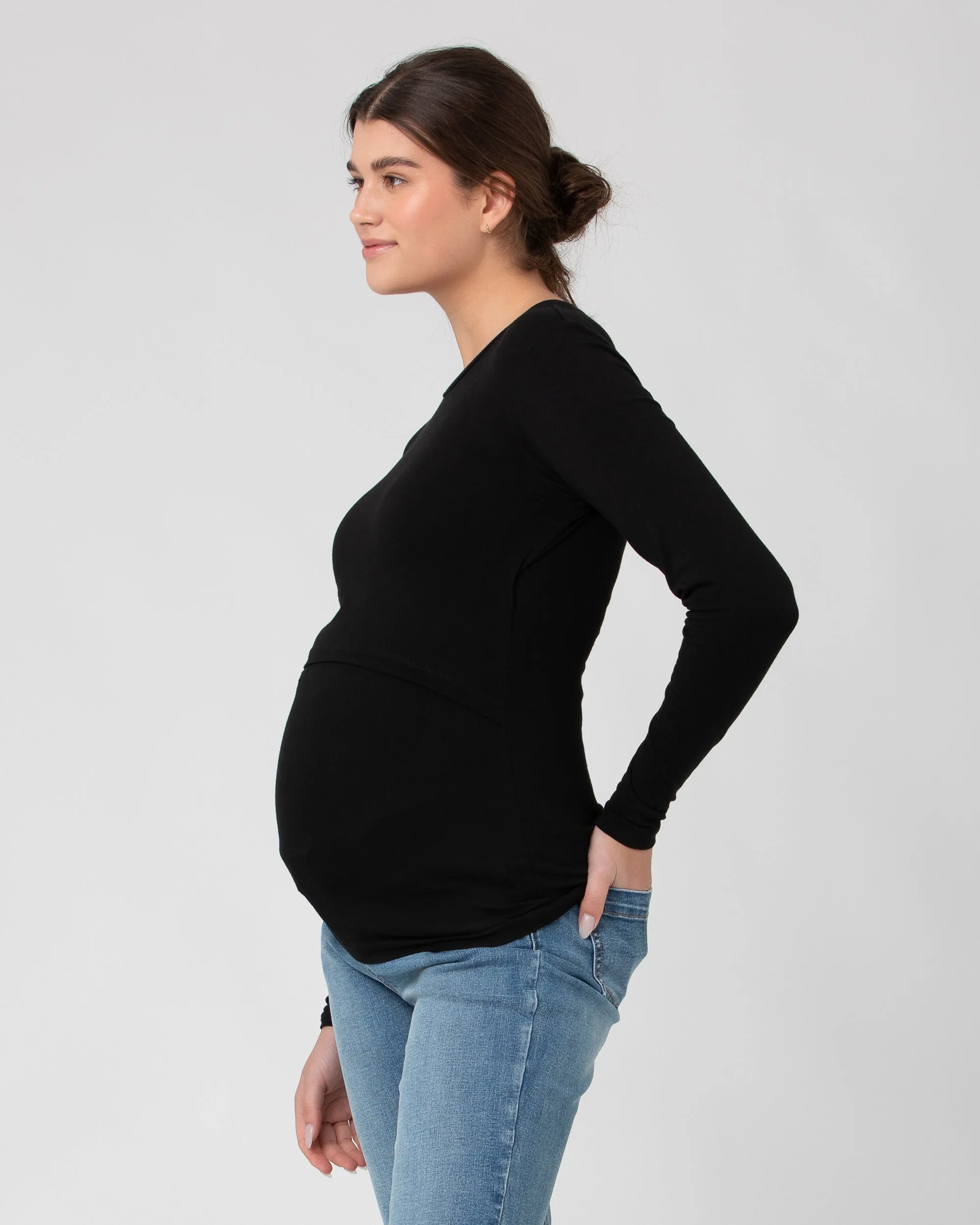 Org Cotton Nursing Top. Black Temperature control Maternity Shorts