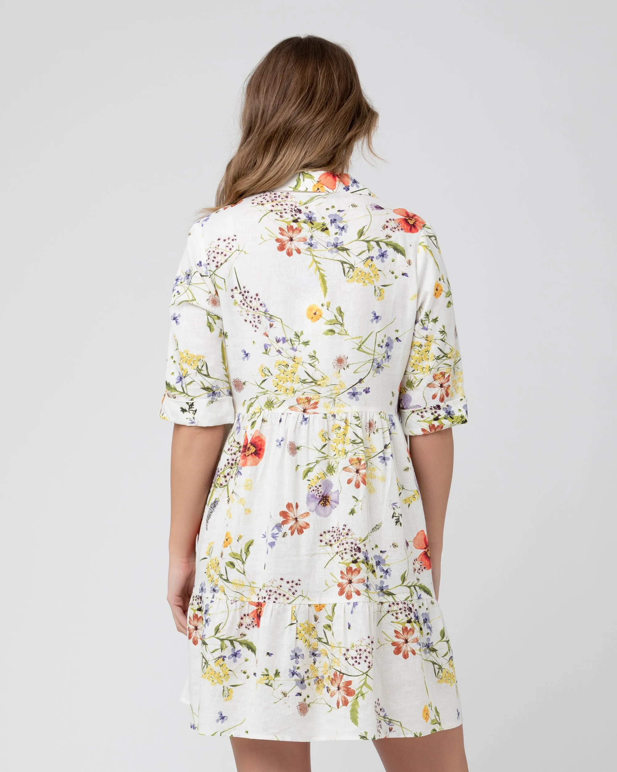 Bloom Button Through Dress  Natural Luxury Feel Soft Padding