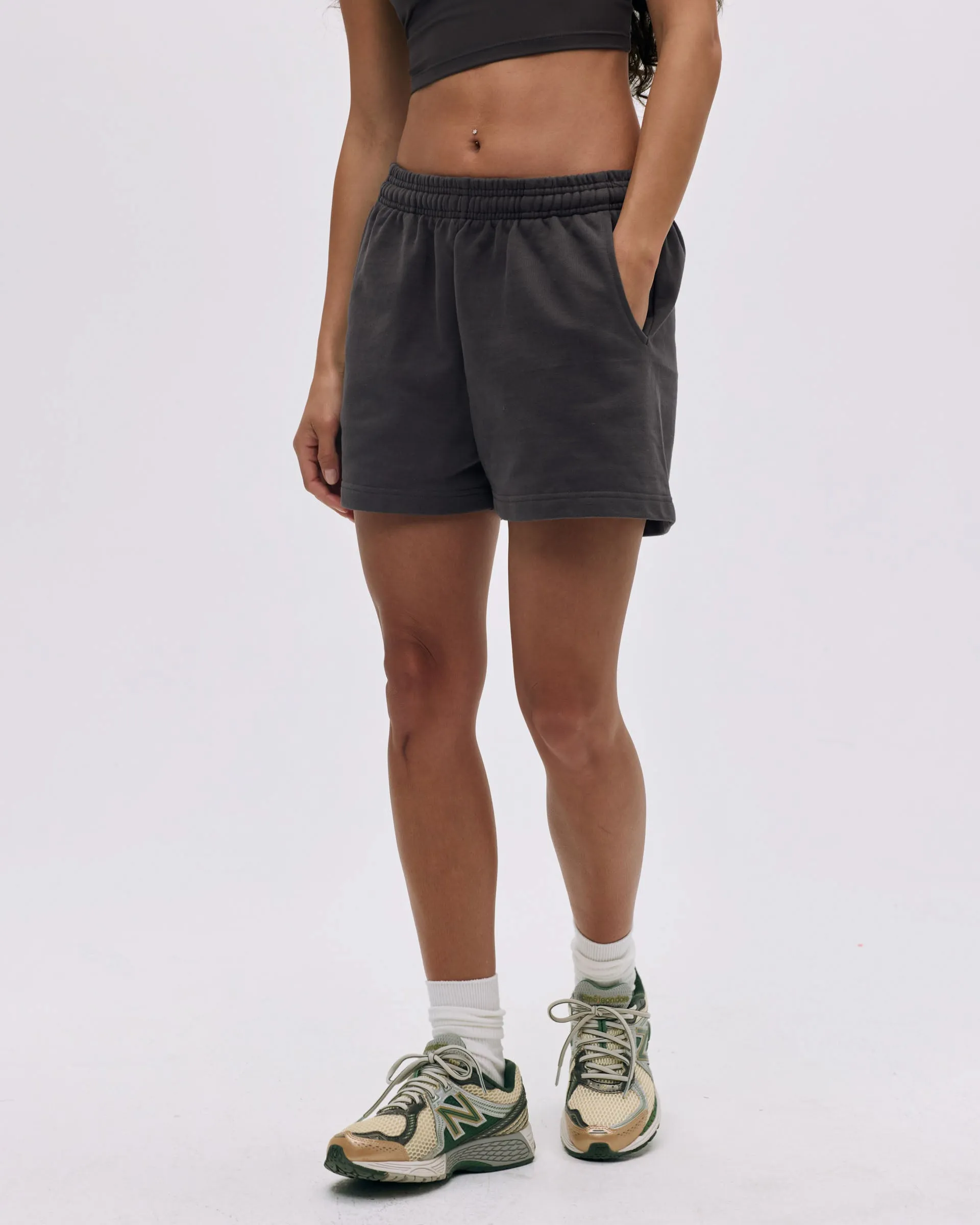 Layering Piece Branded Sweat Shorts - Coffee Bean