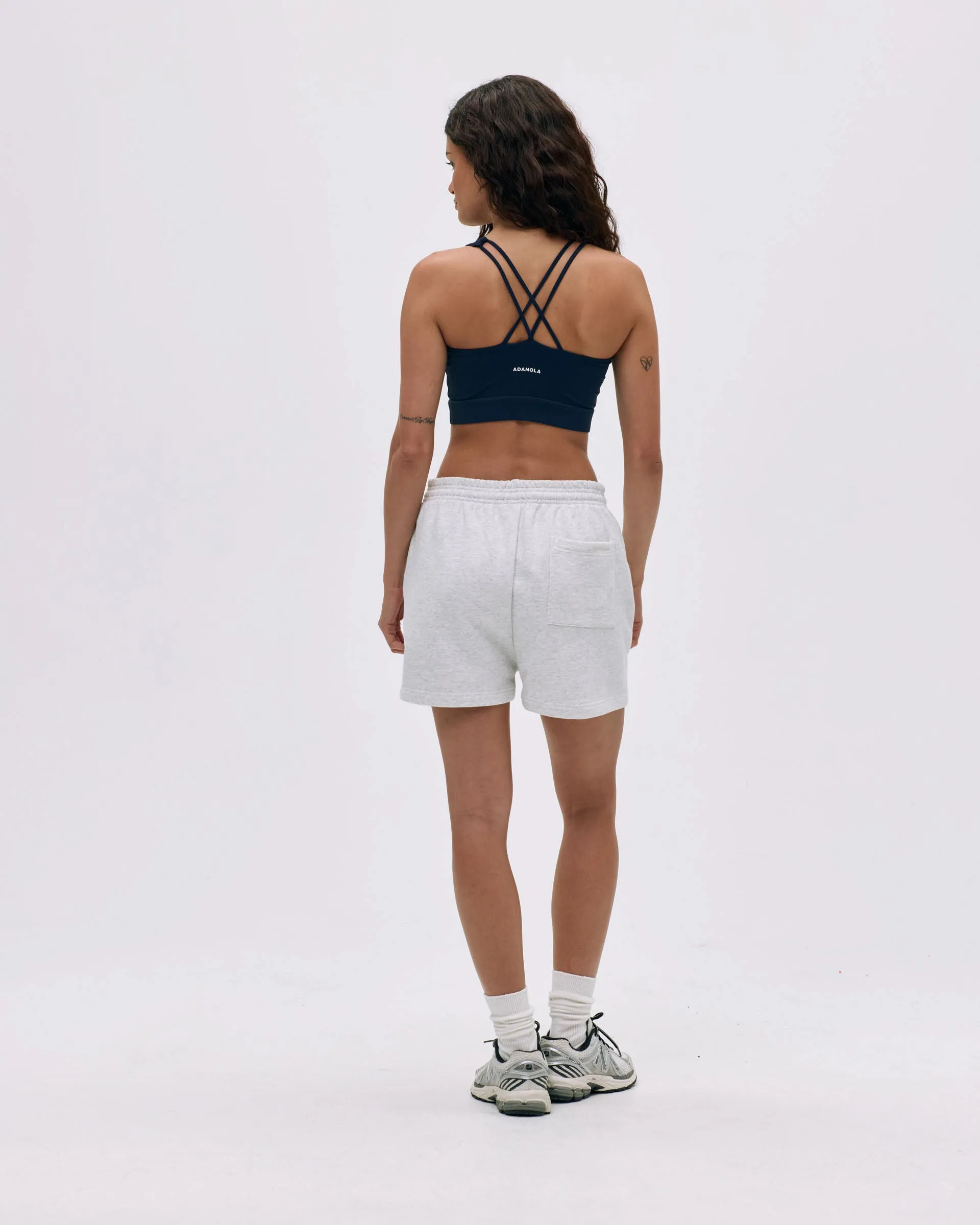 Branded Sweat Shorts - Light Grey Melange Abrasion Dispersing Weave petite size