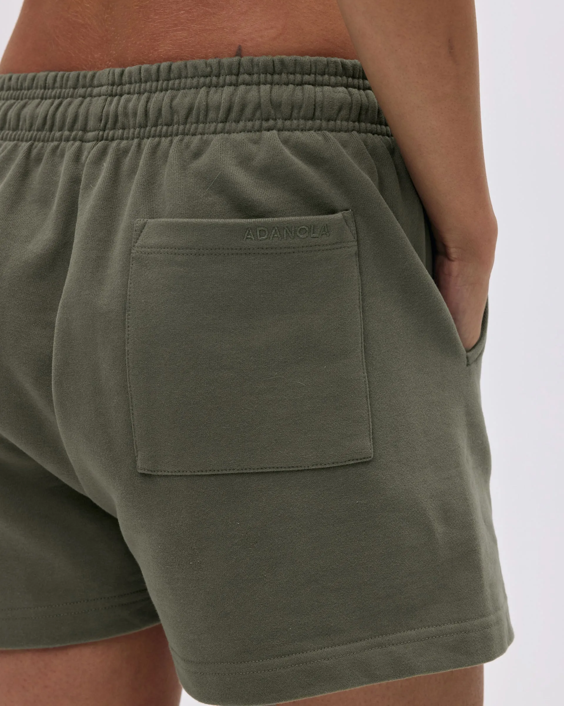 Branded Sweat Shorts - Olive Green Basic Feel No Ride Up Design