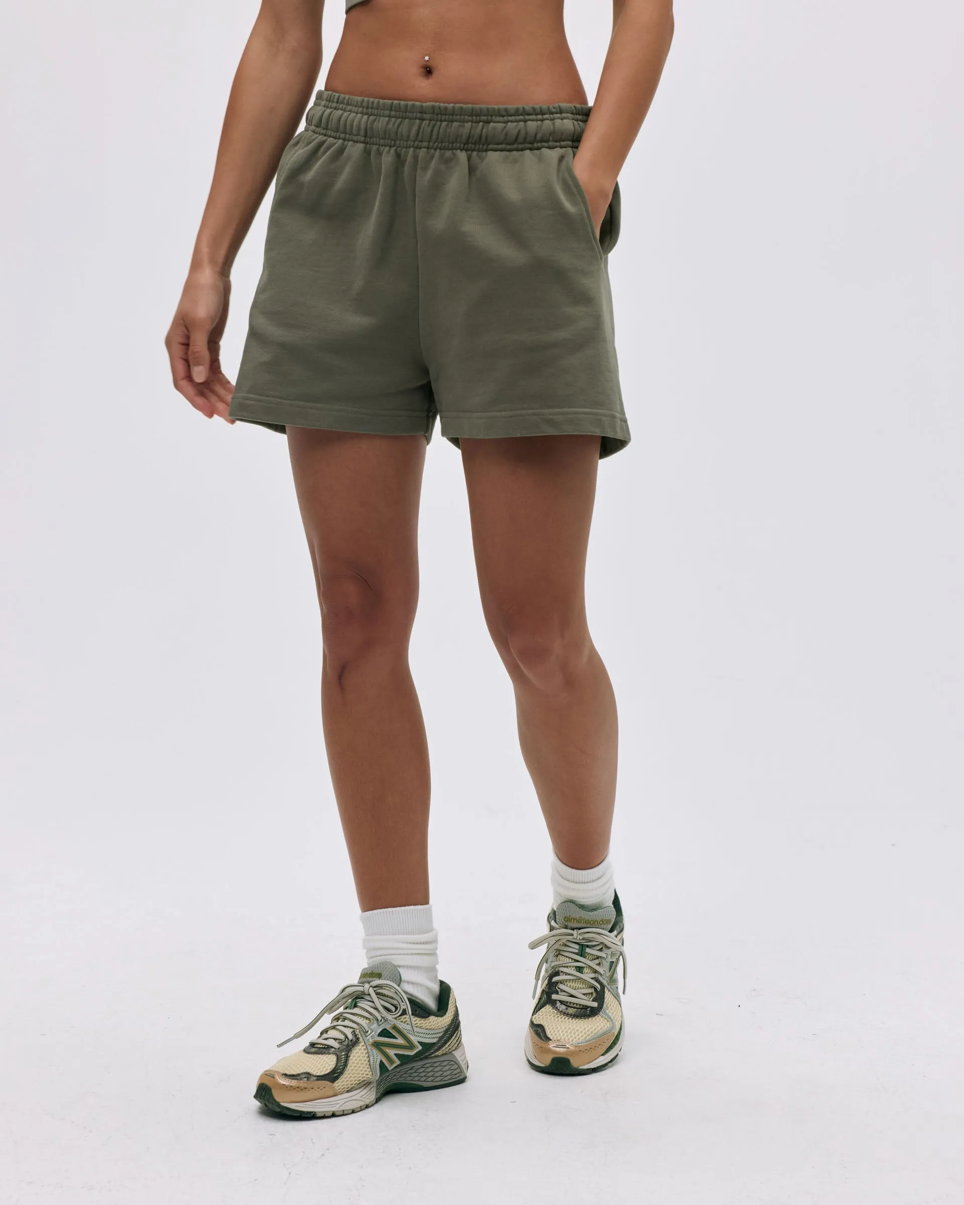 Branded Sweat Shorts - Olive Green Office Attire